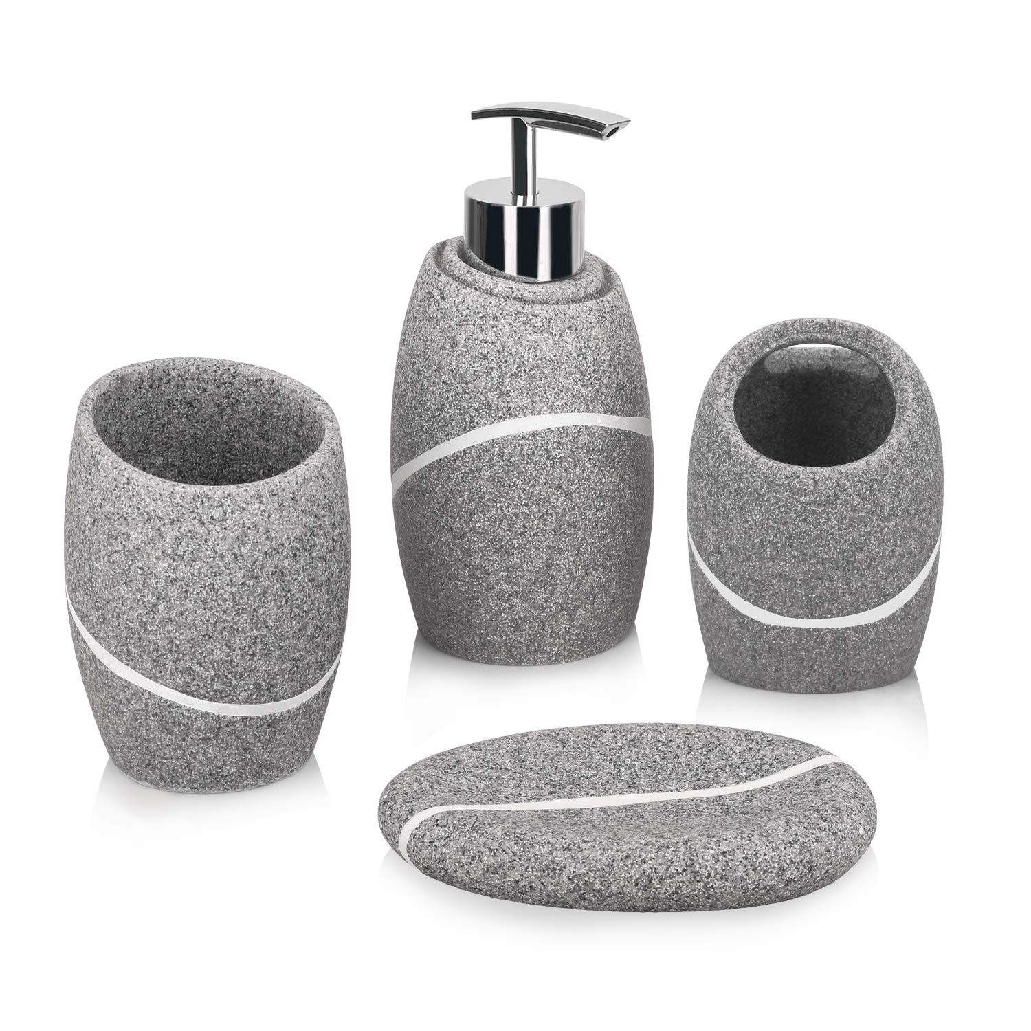 Bathroom Accessory Set,4 Pieces Bathroom Decor Complete Set Vanity Countertop...