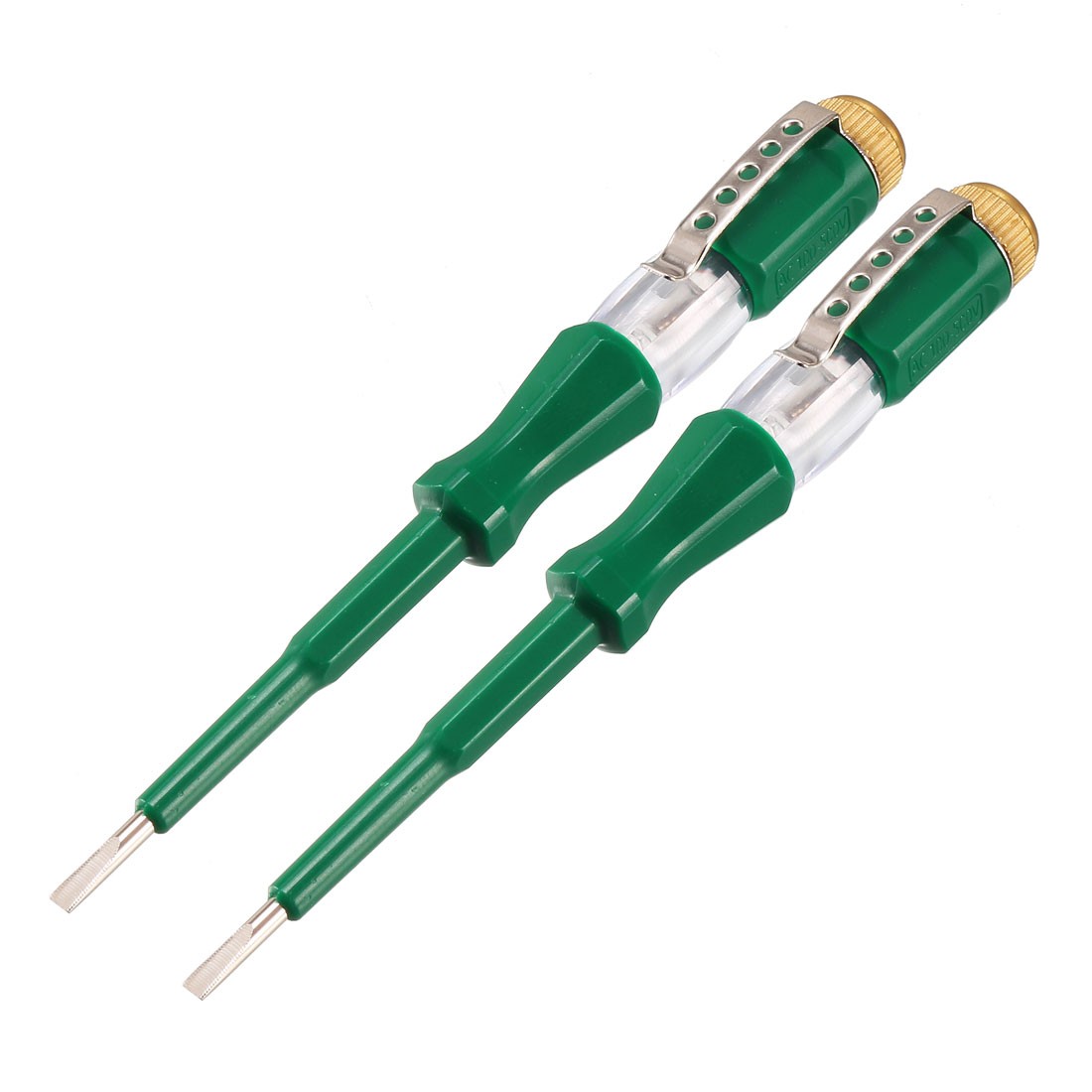 Voltage Test Screwdriver 100-500V Slot Neon Tube Tester Electroprobe Green 2PCS