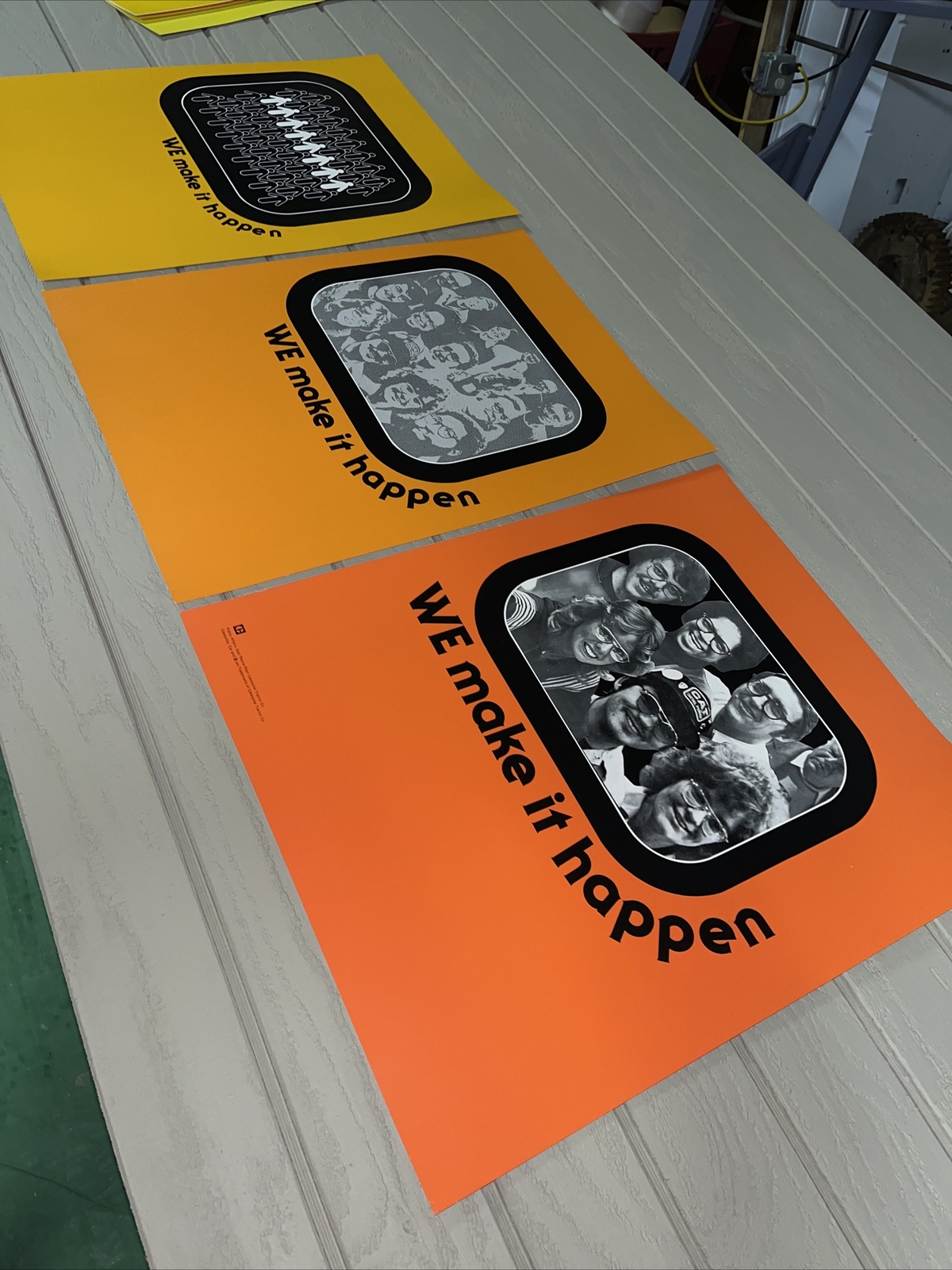 Vintage CAT 3 Poster Sign - We Make It Happen - Employees Photo Team