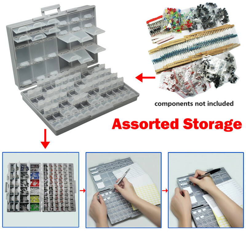 BOX-ALL-96 tiny components Beads screws Organizer Storage individual lids USA