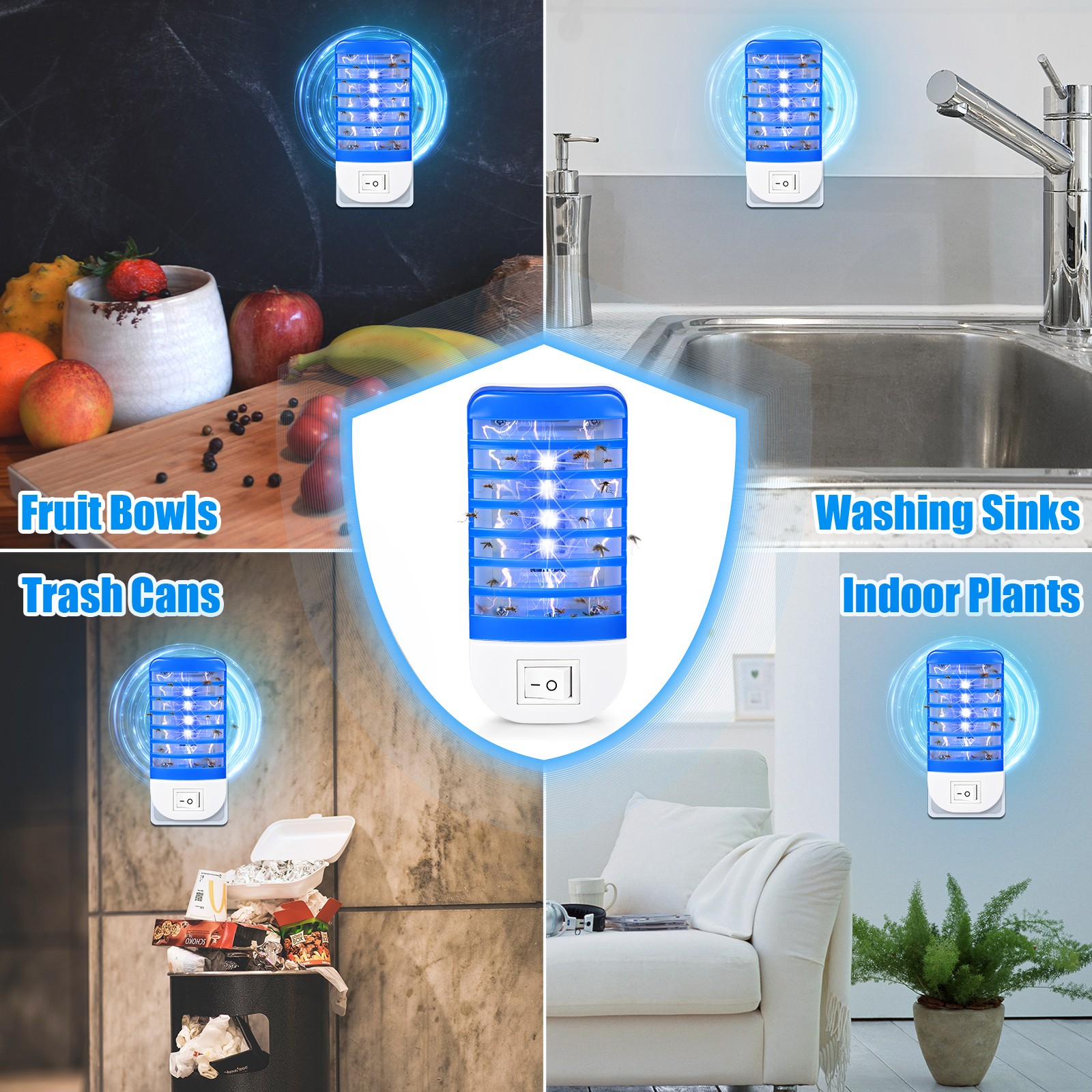 Rectangular Dark Blue Mosquito Killers (4): Perfect for Home & Patio