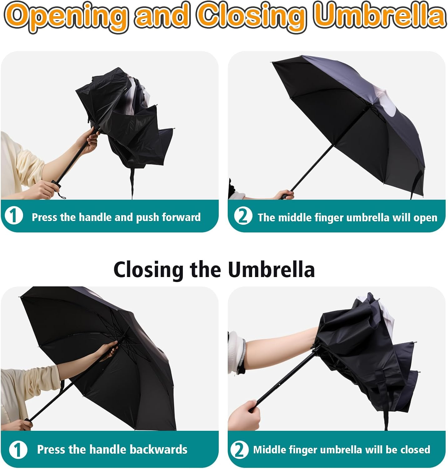 Middle Finger Umbrella, Funny Folding Umbrella, a Creative Gag Gift for Men a...