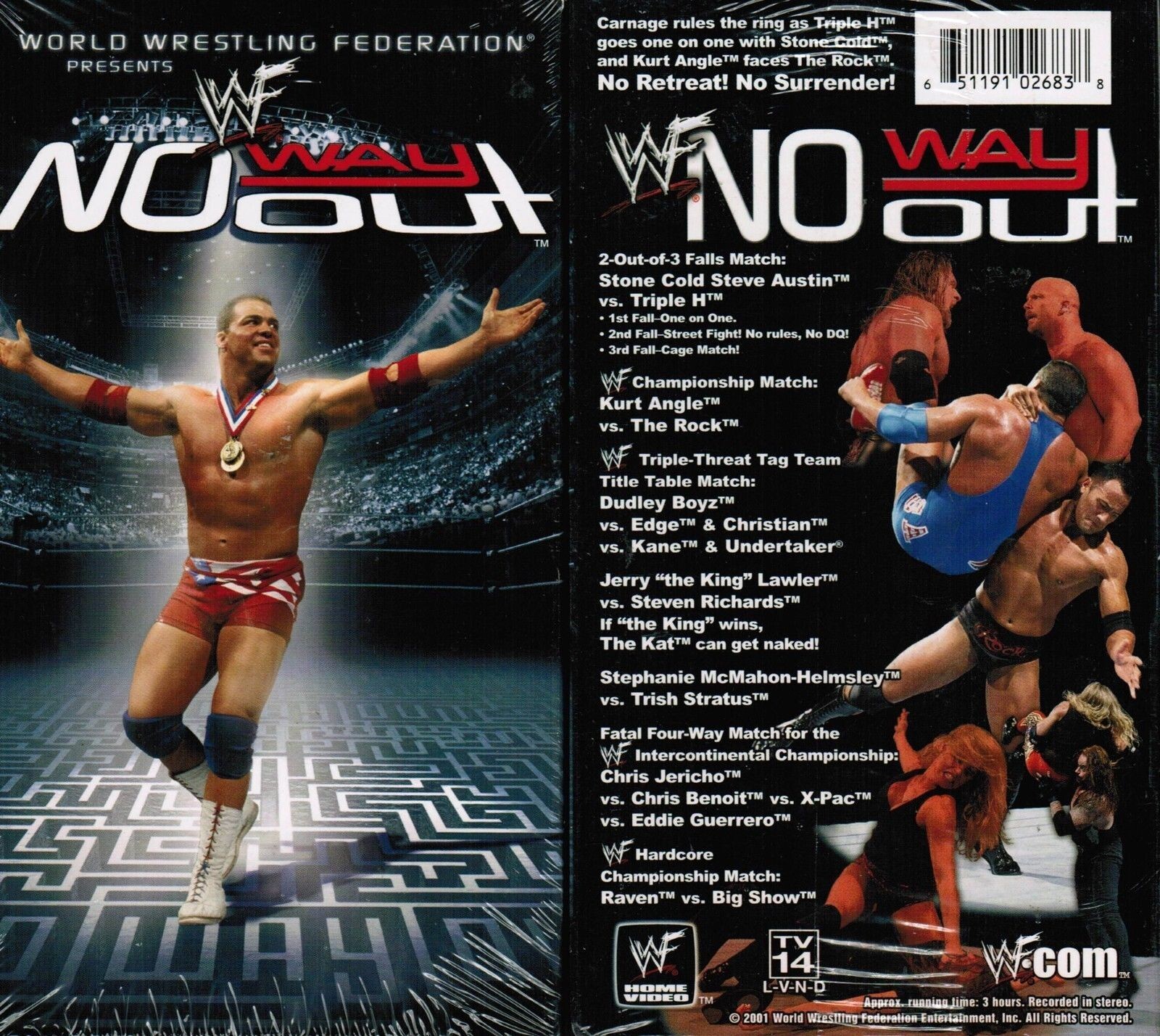 WWE WWF No Way Out 2001 Steve Austin Kurt Angle Rock New Wrestling VHS Tape