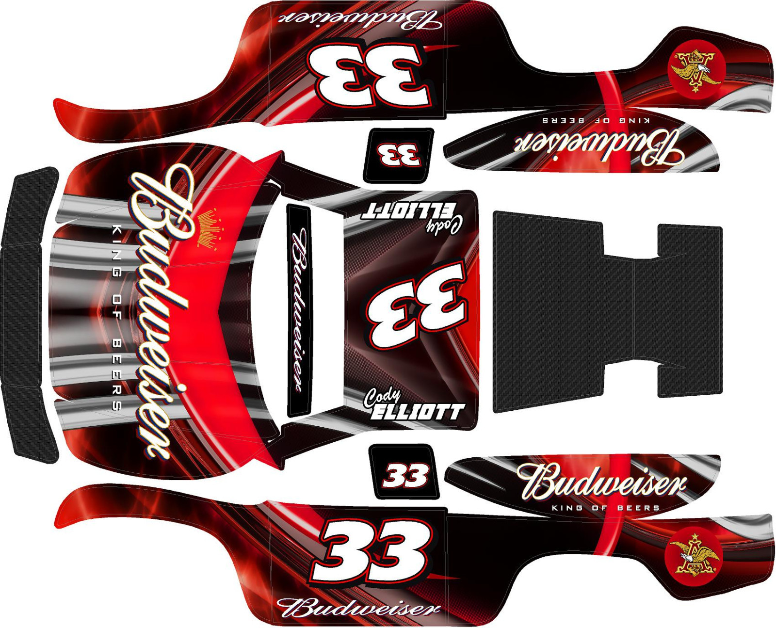 Red King Theme wrap decals stickers STOCK 2WD-4WD TRAXXAS #6811 SLASH BODY 1X10