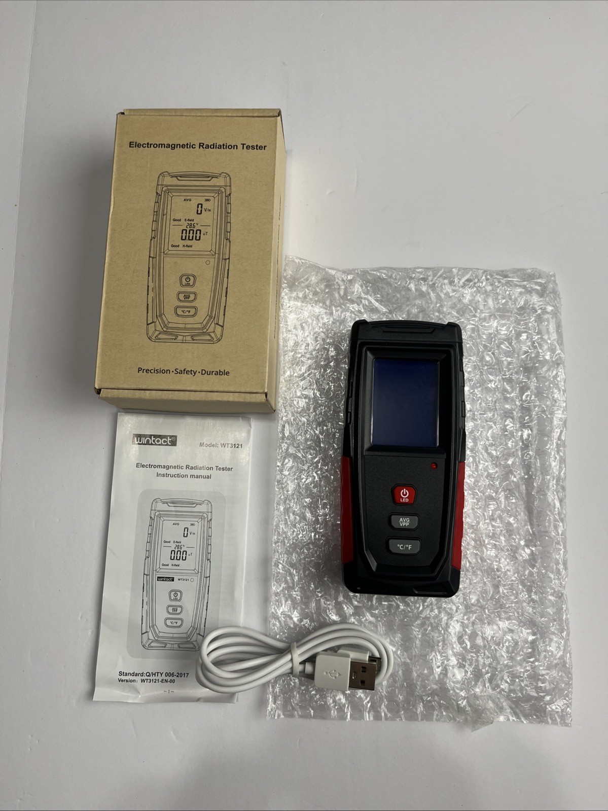 Wintact WT3121 Handheld EMF Meter 2-in-1 Digital Radiation Detector & Cable NIB