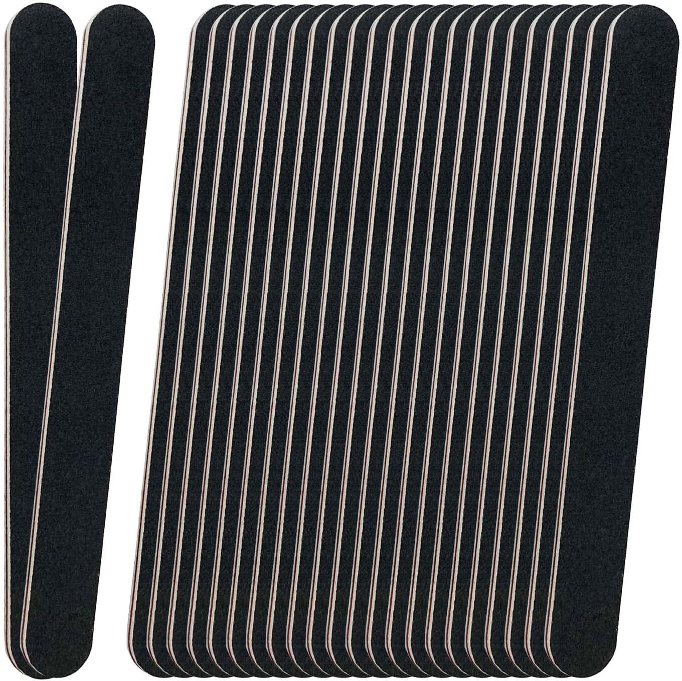 24pk Emery Boards 100/180 Grit Nail Files for Acrylic & Natural Nails Black