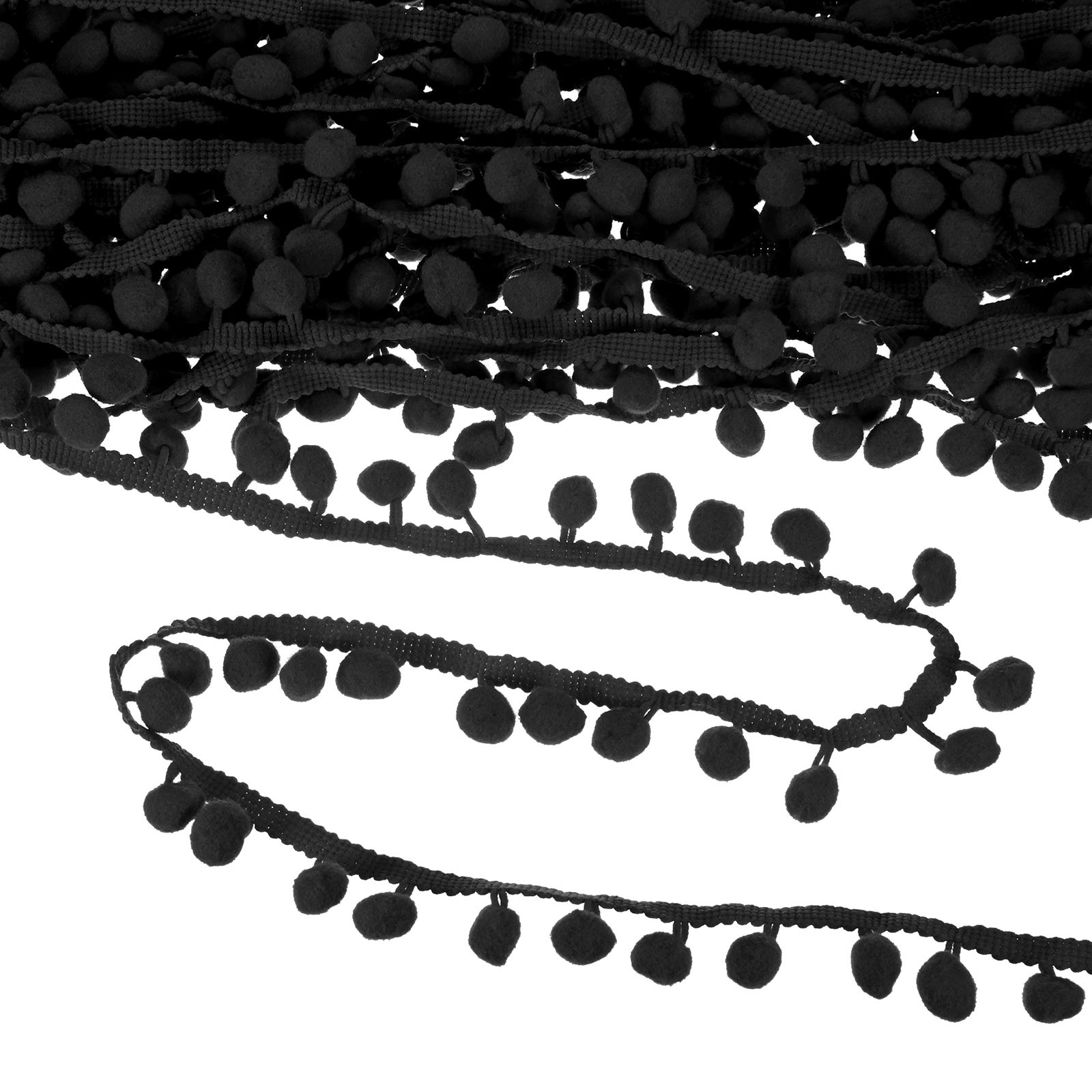 Pom Pom Ball Fringe Trim, 10 Yards 11mm Pom Pom Trim for DIY Crafts Black