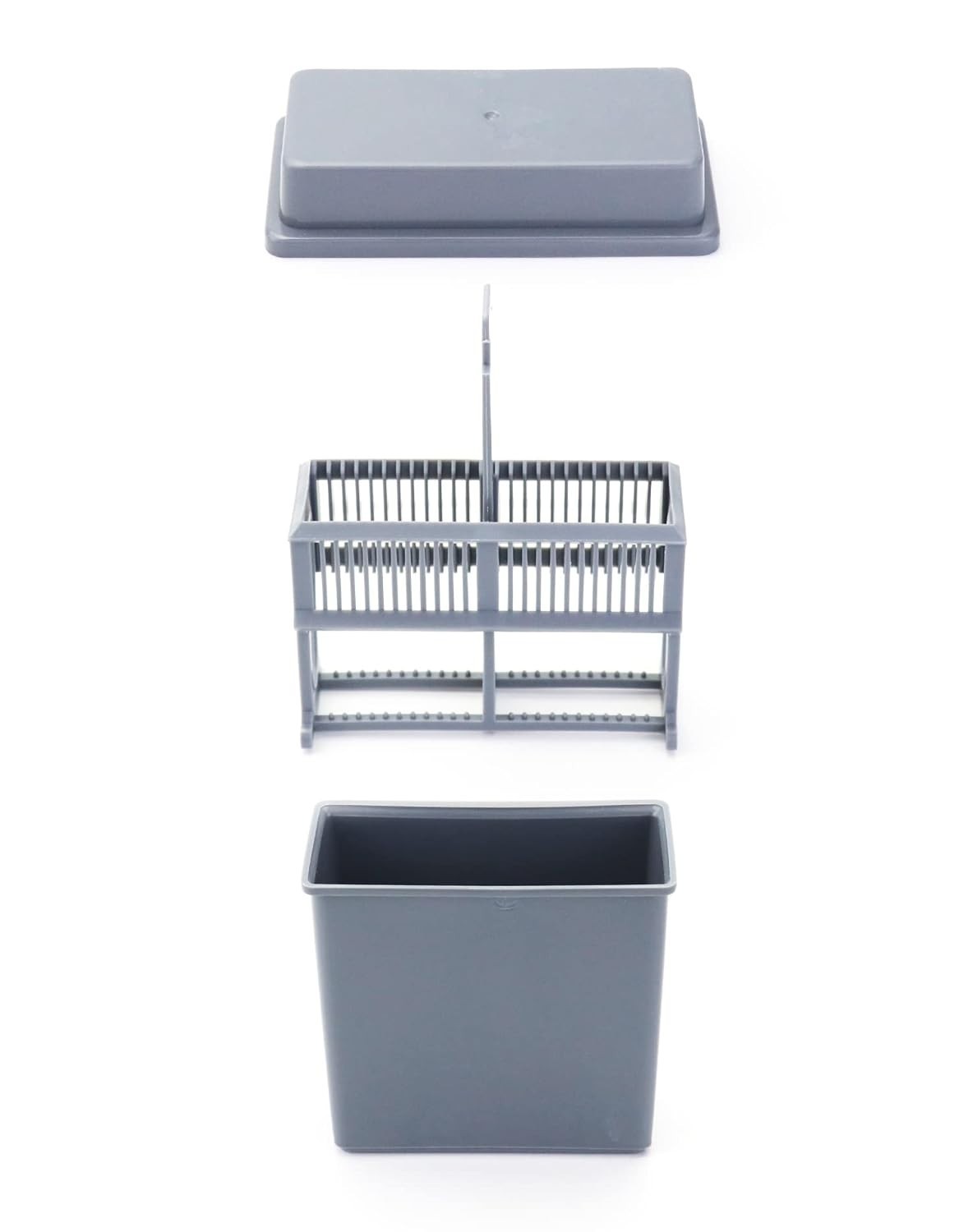 Microscope Slide Staining Jars & Racks, 10 Pack, 24-Slot, Fits 3x1 Slides - Grey