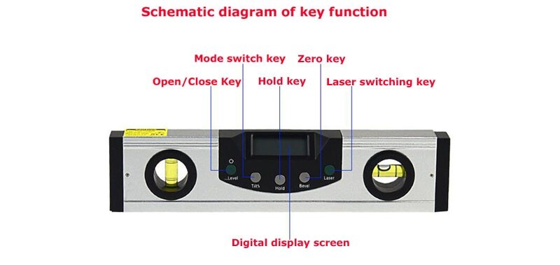 600mm High Precision Inclinometer Digital Display Infrared Level Angle Ruler