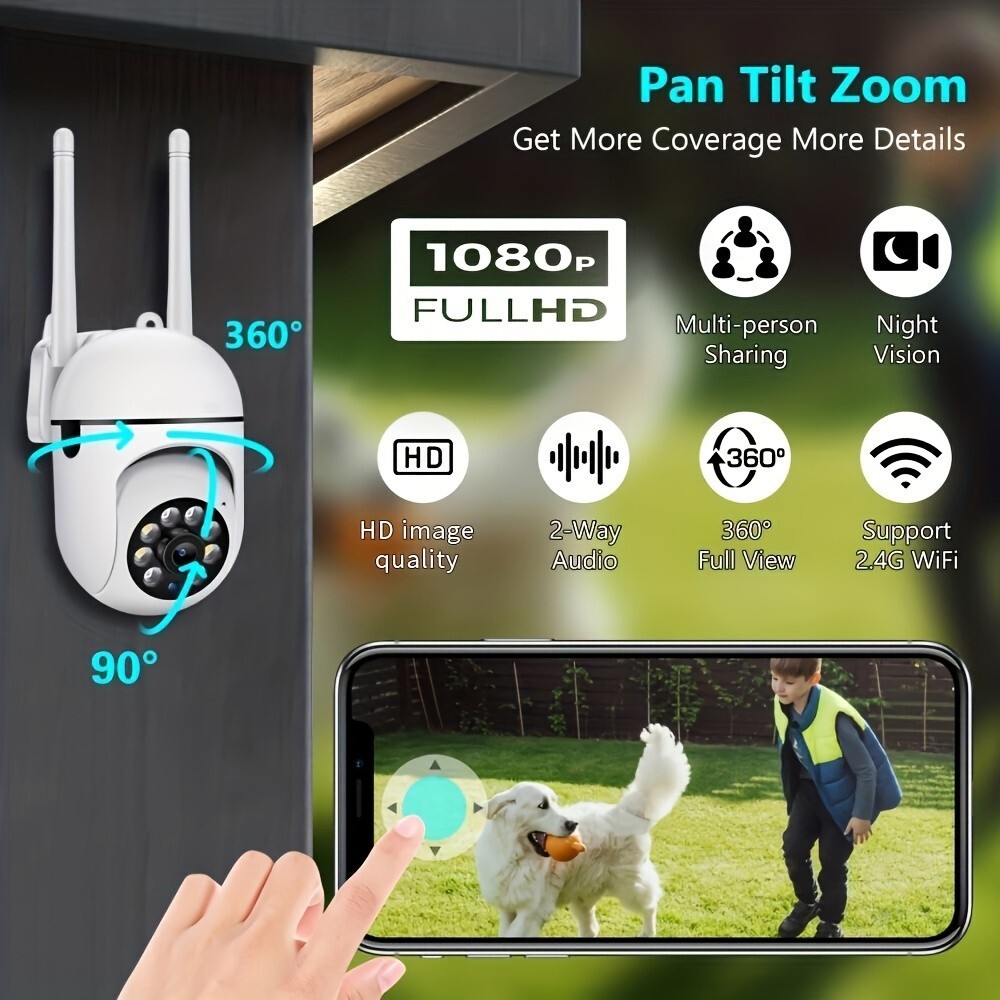 3Pcs Wireless WiFi Security Camera System Night Vision 1080P Camera(No adapter)
