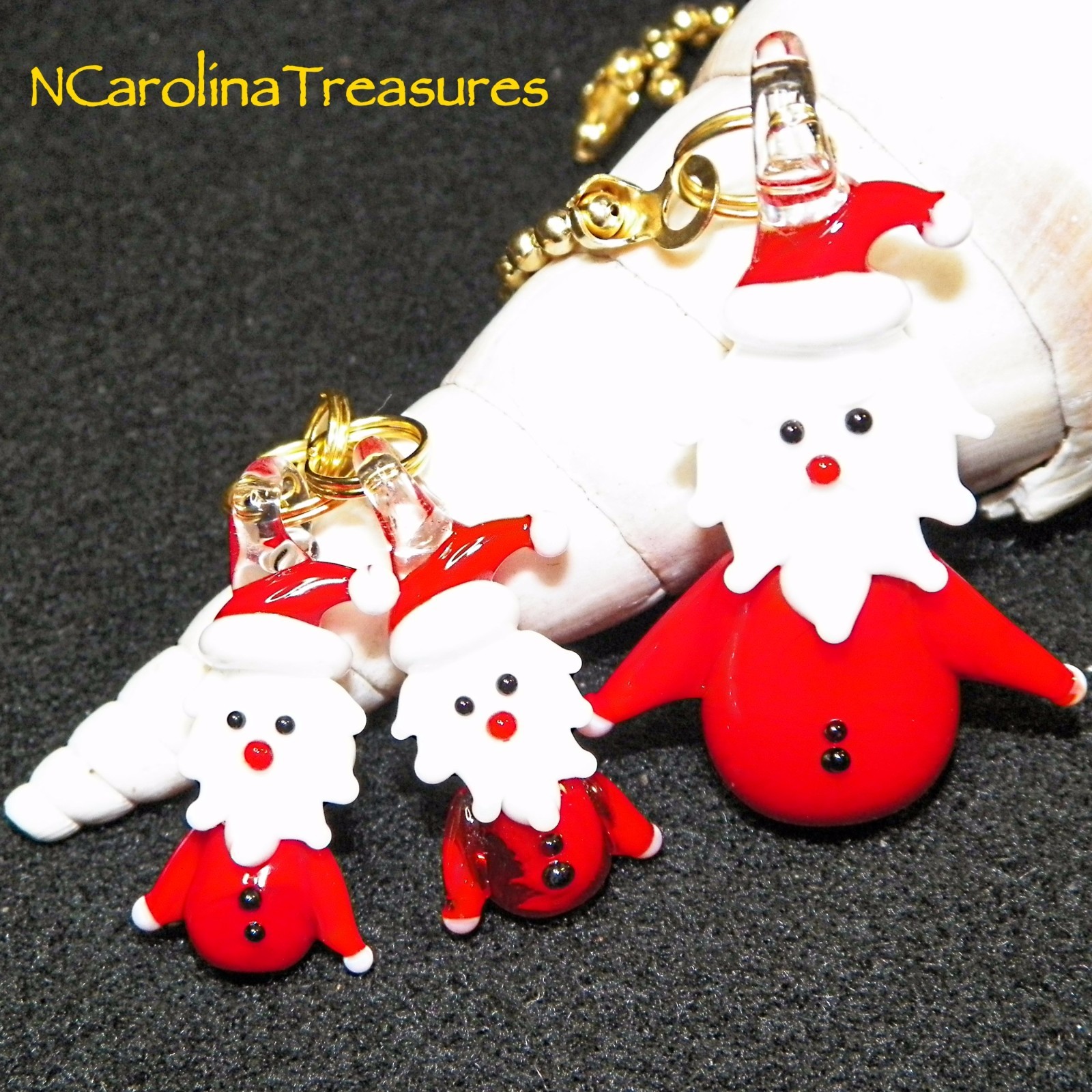SANTA CLAUS SAINT NICK CHRISTMAS DECOR MURANO GLASS CEILING FAN SWITCH PULLS SET