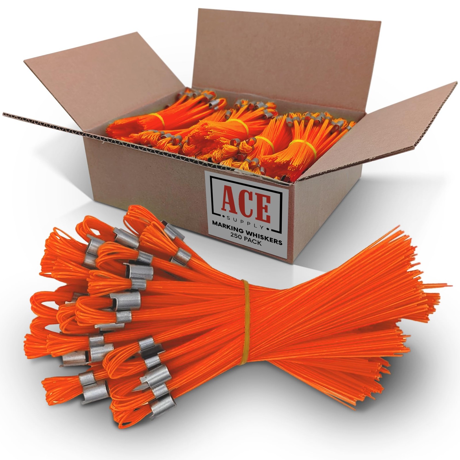 ACE Supply Orange Marking Whiskers - 250 Pack - Durable 250 Pack,