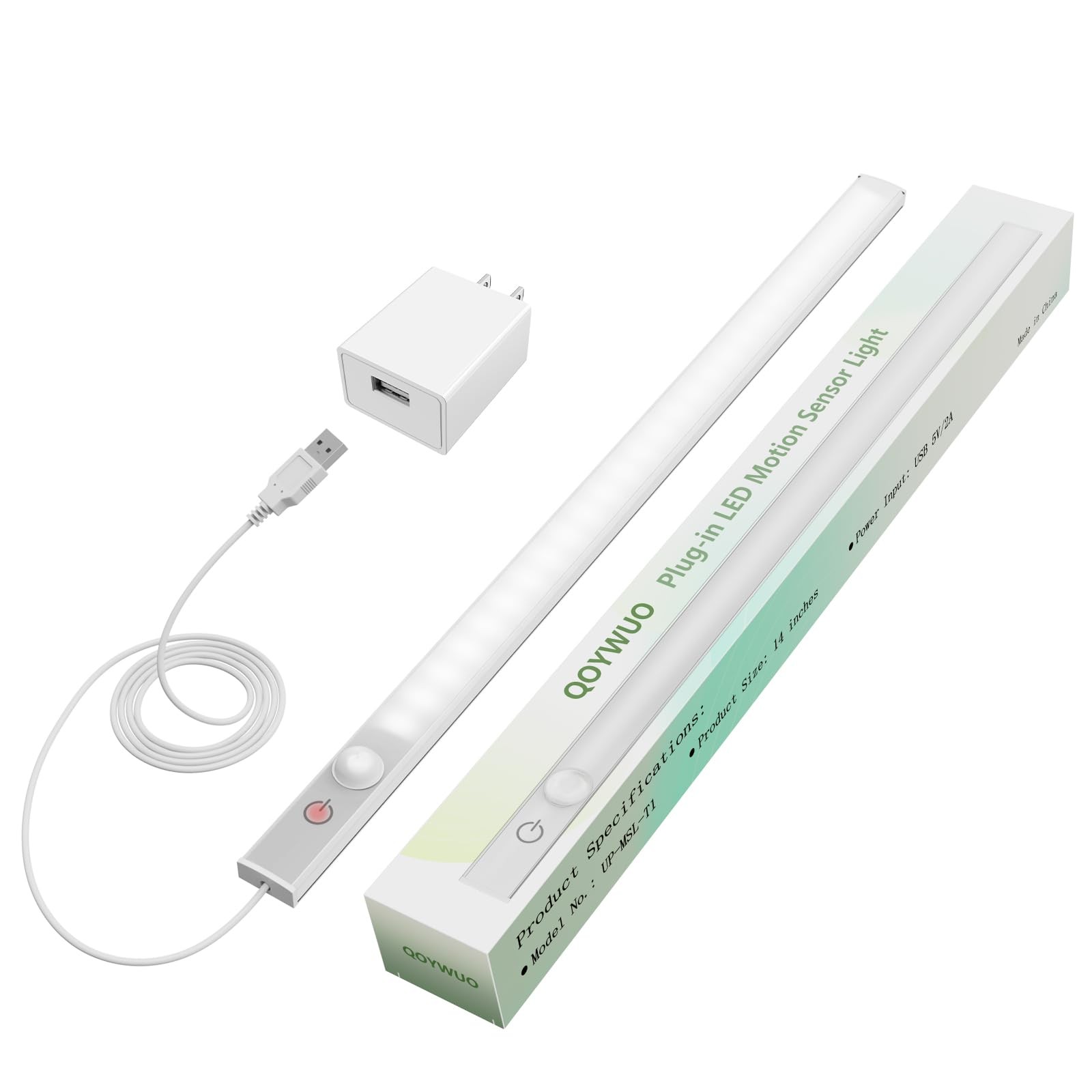 14" Slim USB Plug-in LED Motion Sensor Light Indoor, Bright & Dimmable Under ...