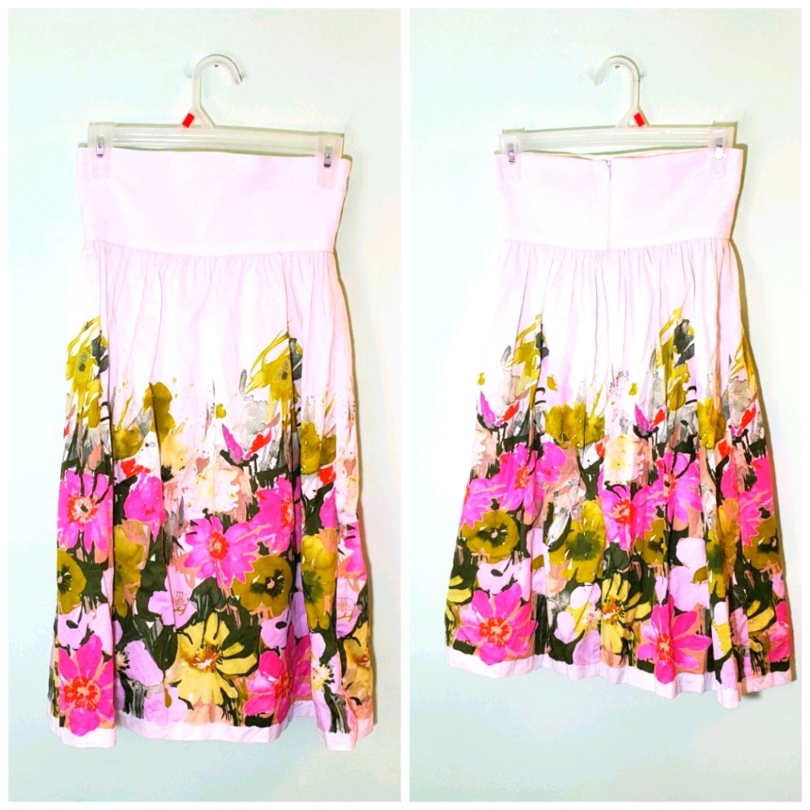 Unique Upcycled / Altered Trina Turk White & Floral Skirt Size 0