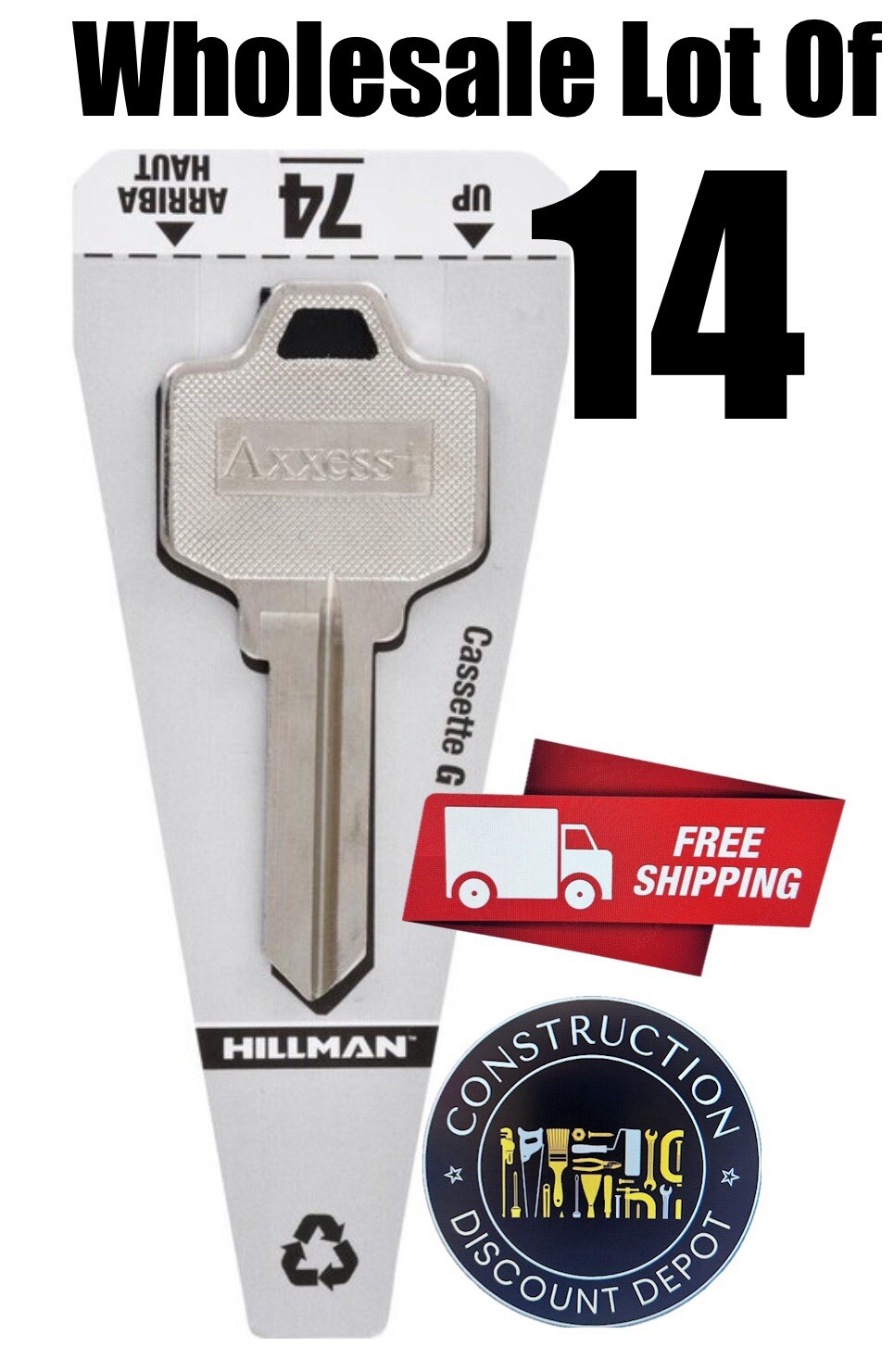 Wholesale Lot Of 14 Hillman Cassette G) Number 74 Entry Door Blank Key