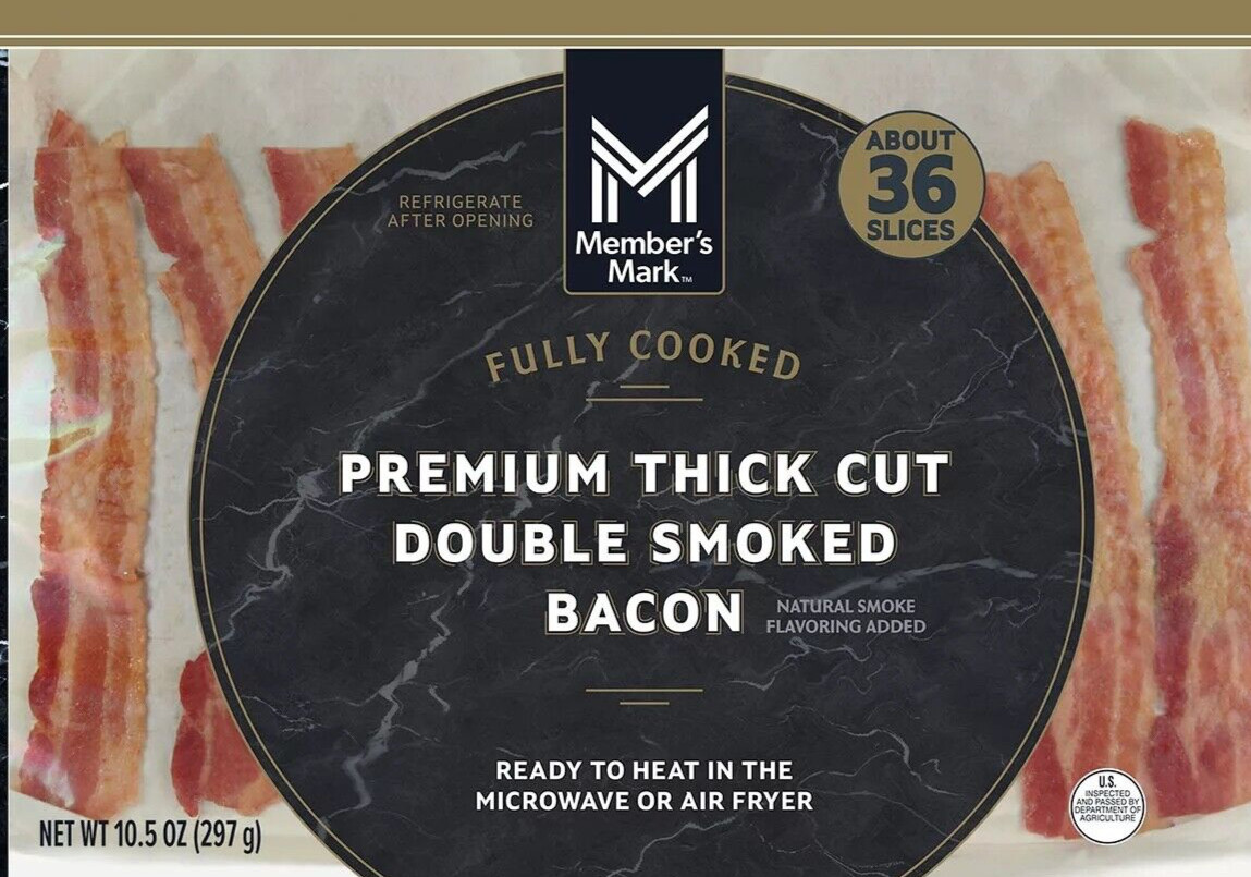 Member's Mark Premium Fully-Cooked Thick Cut Double-Smoked Bacon, 10.5 Ounce