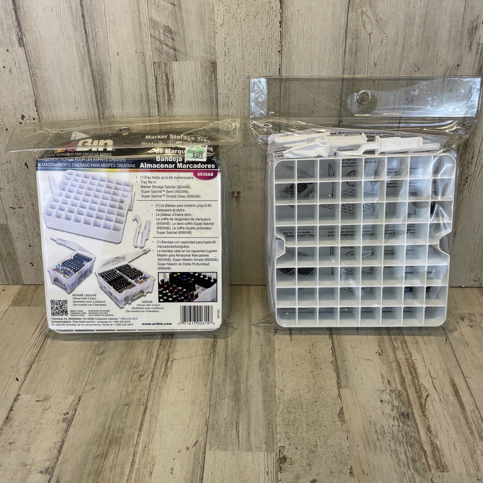 ArtBin Marker Storage Tray 6939AB Lot of 2 White Each Holds 64 Pens for Satchel