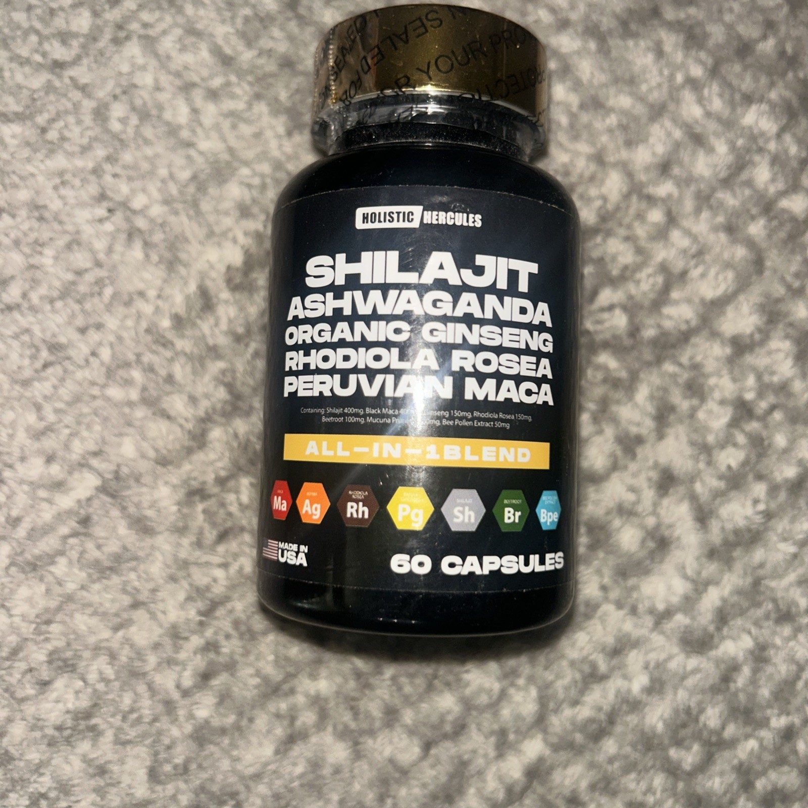 Holistic Hercules Shilajit 8 In 1 Blend - 60 Count - Exp 10/03/2026