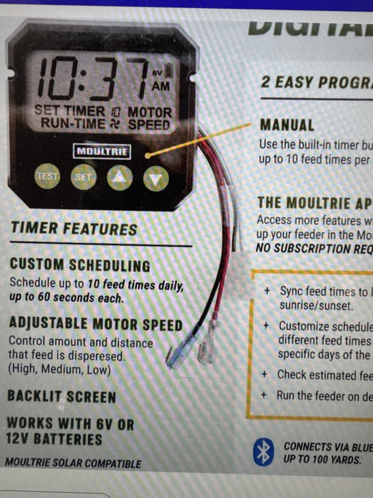 M0ULTRIE UNIVERSAL DIGITAL TIMER III 6 / 12 VOLT DEER FEEDER TIMER APP or Manual