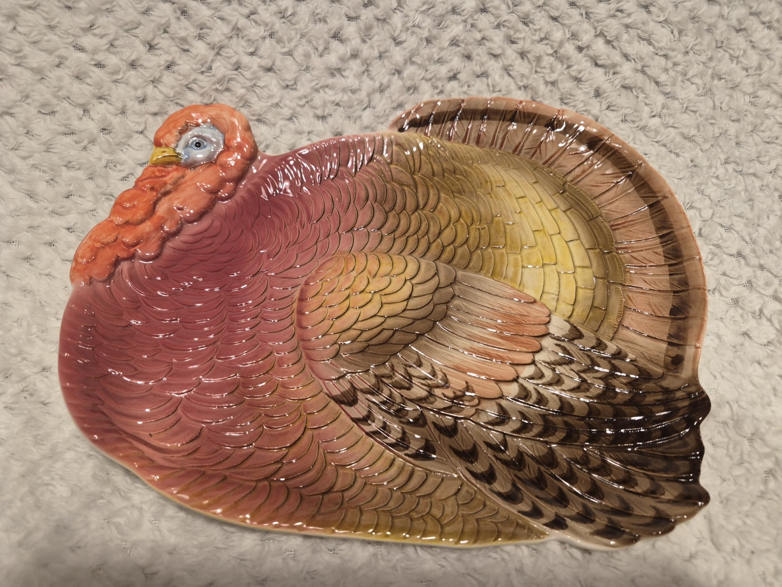Otagiri Japan VTG  THANKSGIVING TURKEY Platter Plate Hand Painted Ceramic 11x8.5