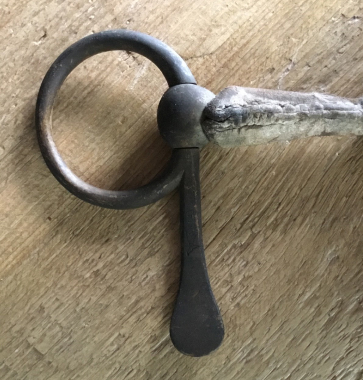 Vintage Brass Half Cheek Snaffle Horse Bit w/ Leather Wrap- Driving /Breaking