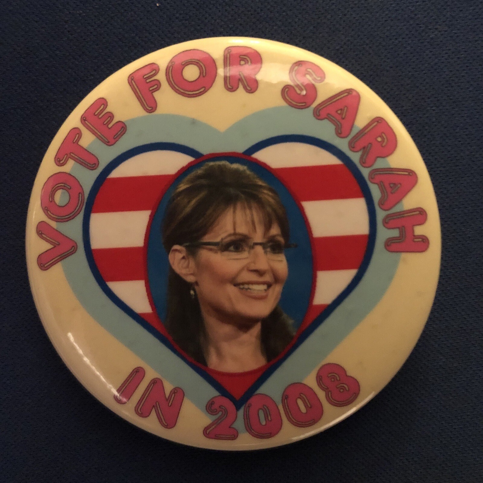 Vote For Sarah Palin In 2008  2 1/4” pinback button pin