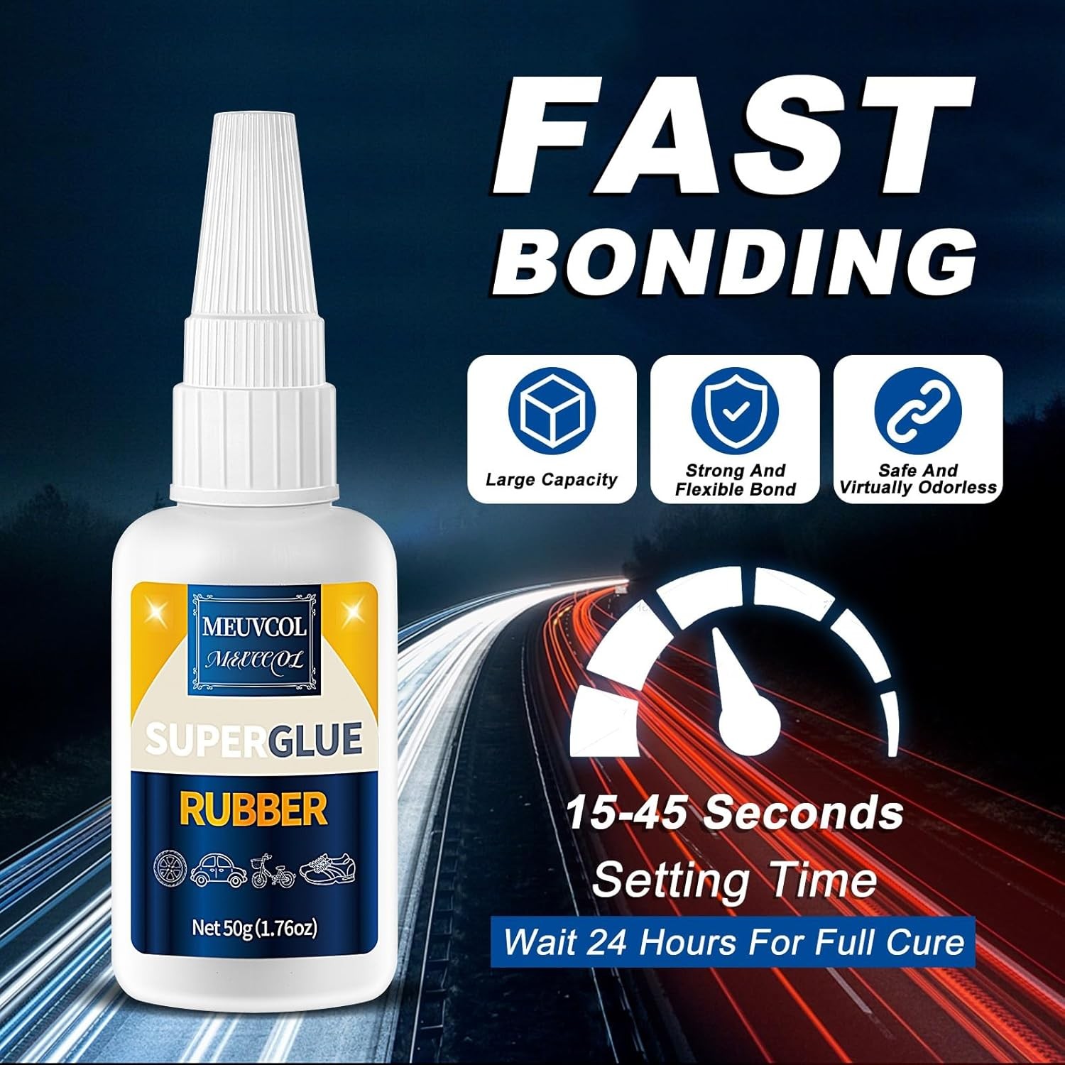 Rubber Glue,100g Super Glue for Rubber, RC Tires, Seals, Gaskets, Shoe Soles, Ho