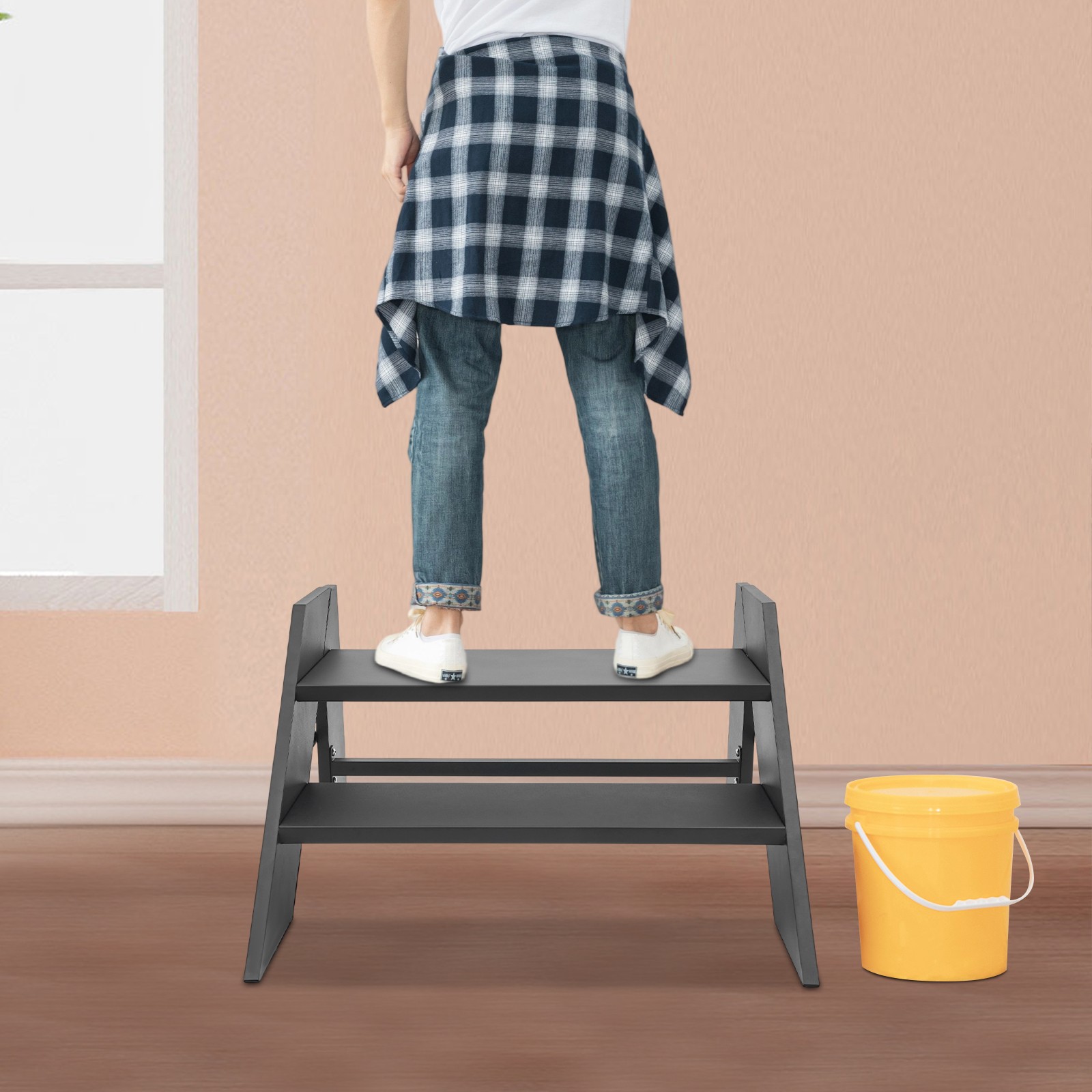 68.5*66*42cm Foldable Step Stool, 2 Step Folding RV Step Ladder, RV Step Stool