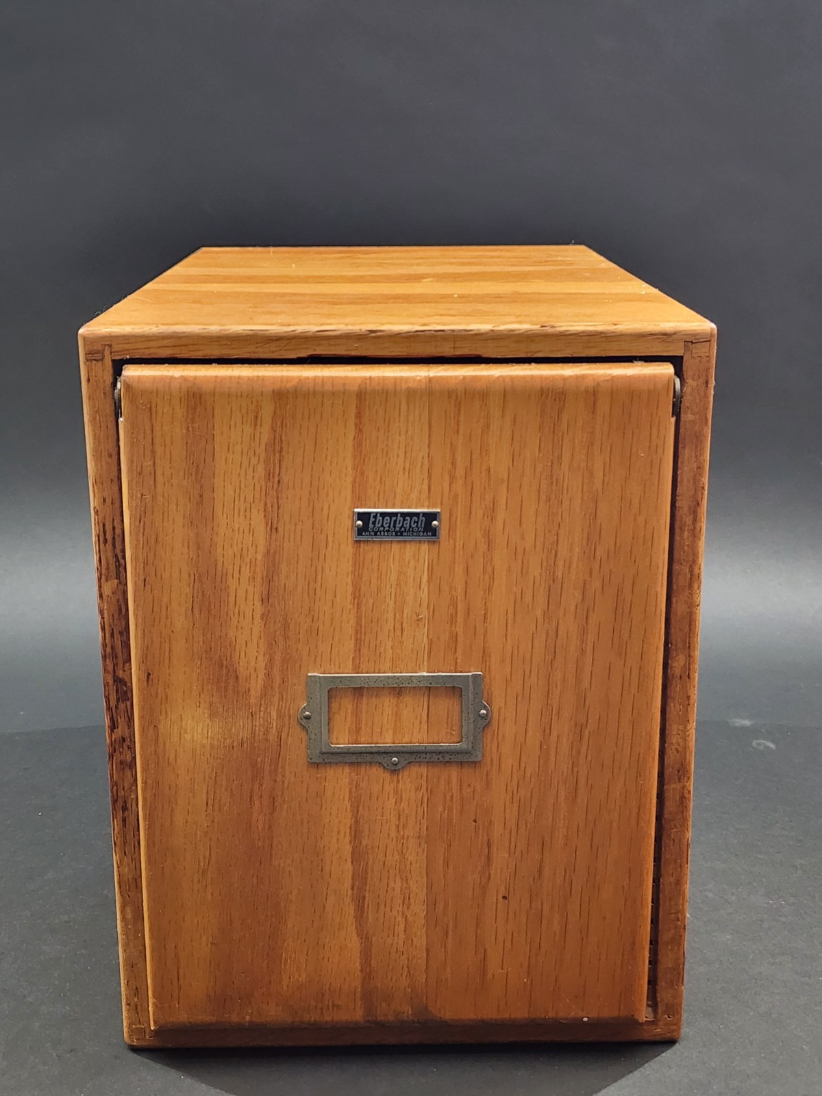 Vintage Eberbach Wood Microscope Slide Cabinet 25 tray #1