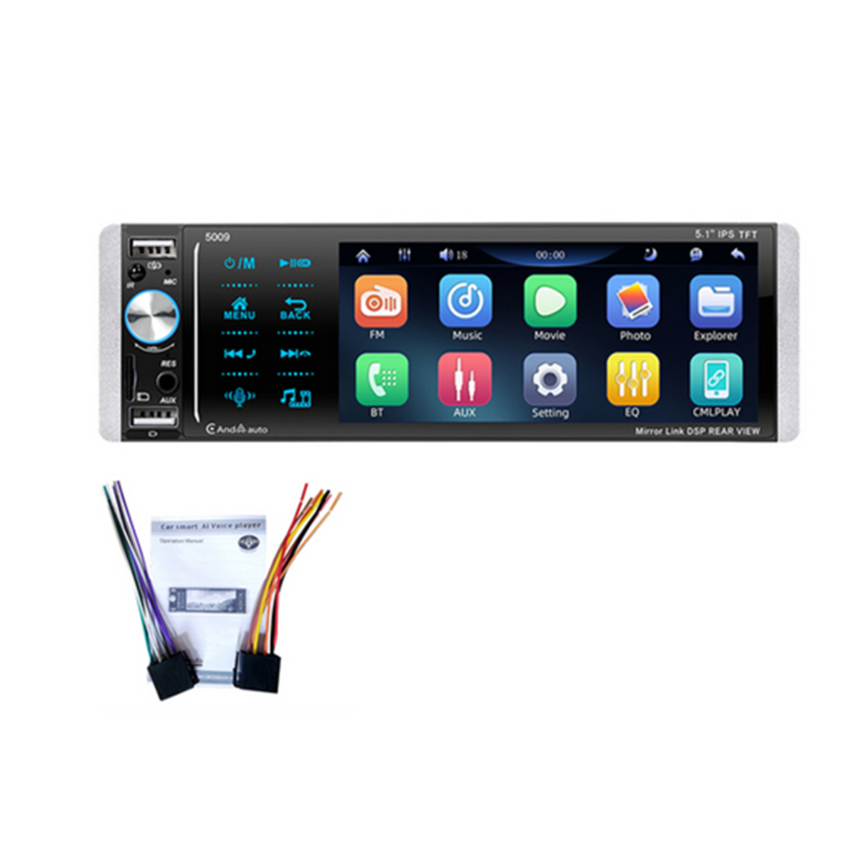 Touch Screen Stereo Radio 5.1in Single 1DIN Car MP5 Player Bluetooth W/Camera