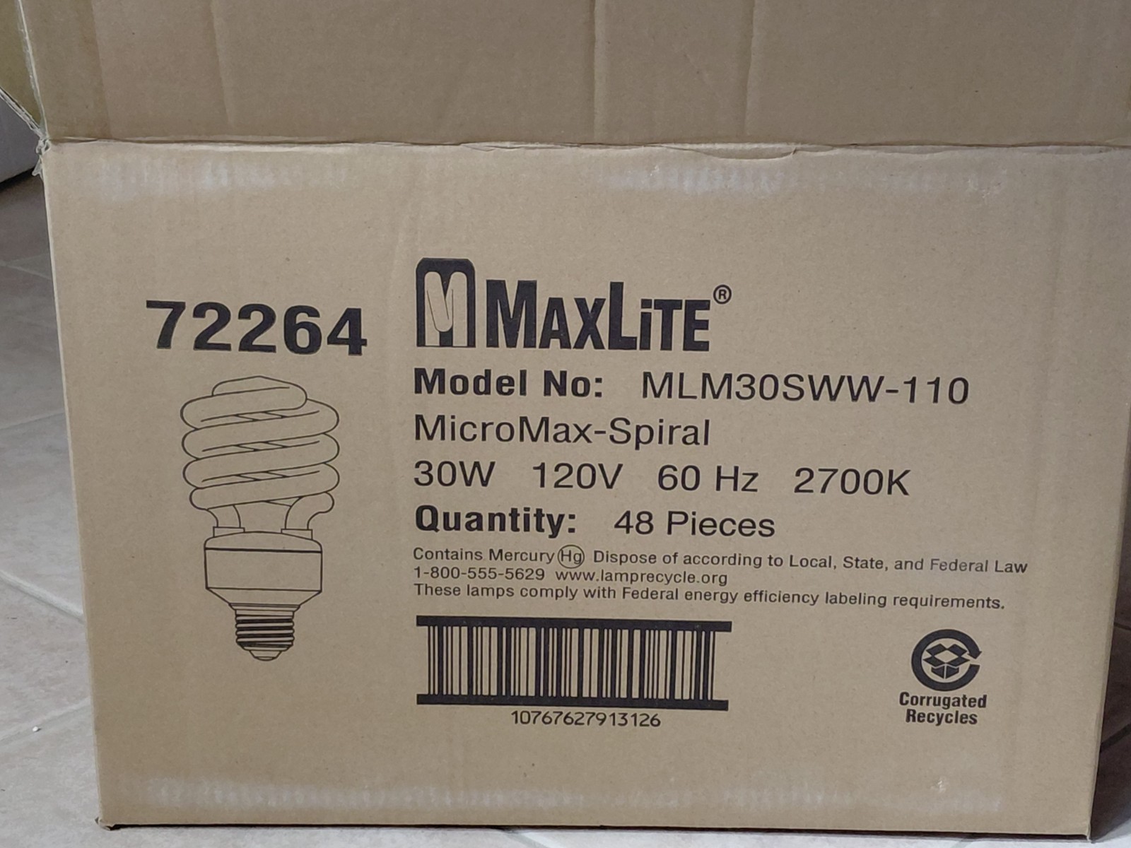 NEW 🔥MAXLITE MICROMAX SPIRAL BULBS 30W 125W Warm White CASE X 48 Free Shipping