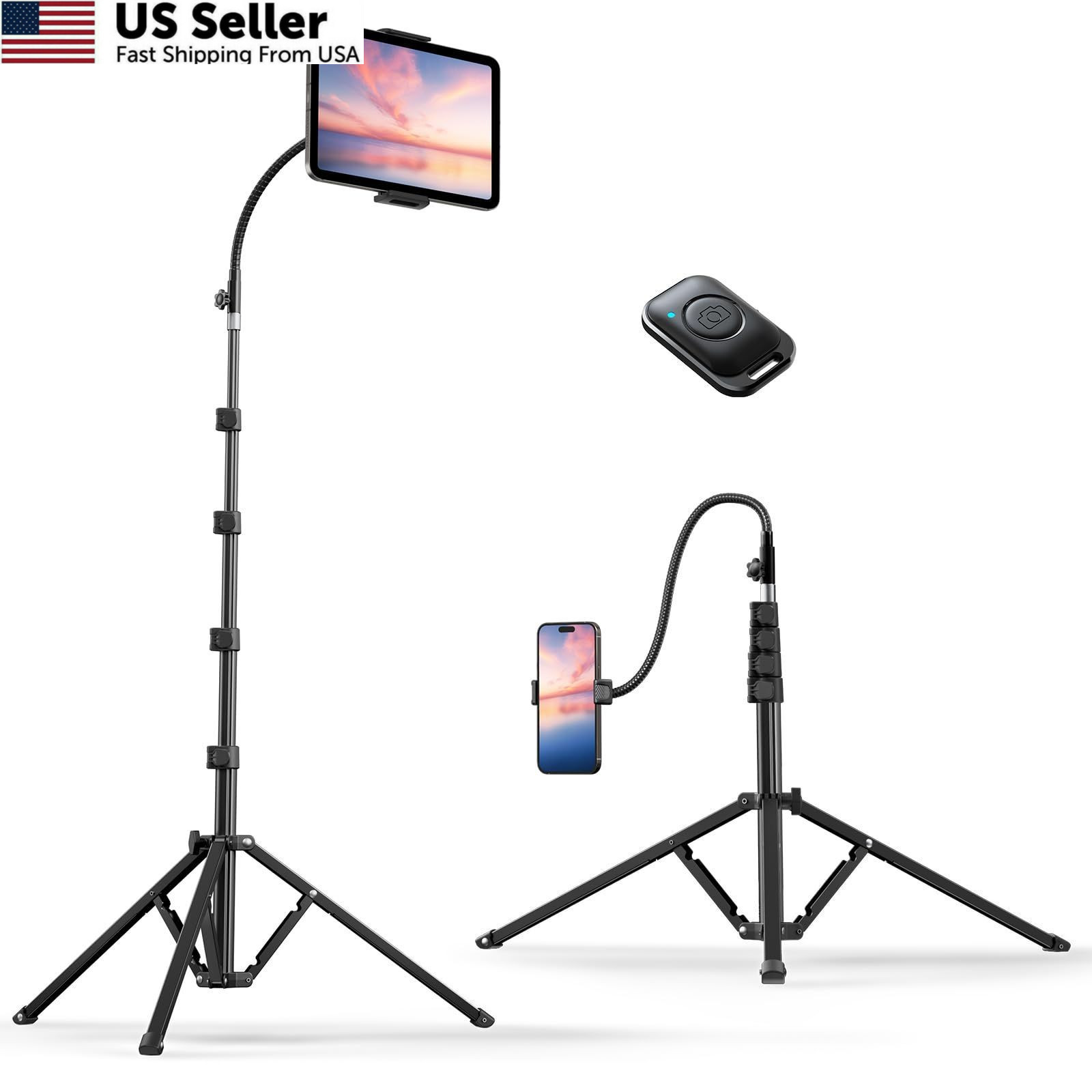 Weilisi Heavy Duty Tablet Tripod Stand 82” Tall, Floor with 82", Black