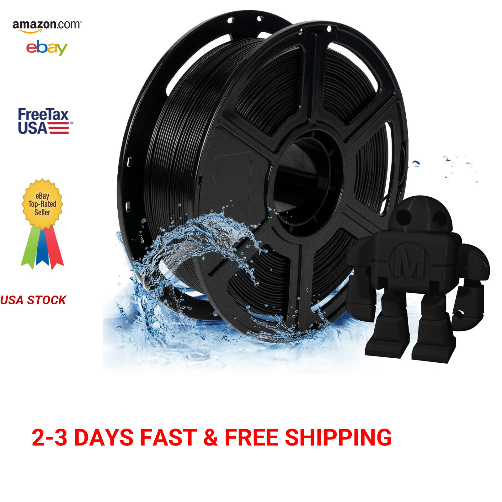 PETG Pro Filament 1.75mm Black 1kg Durable 3D Printer Filament for Mechanical