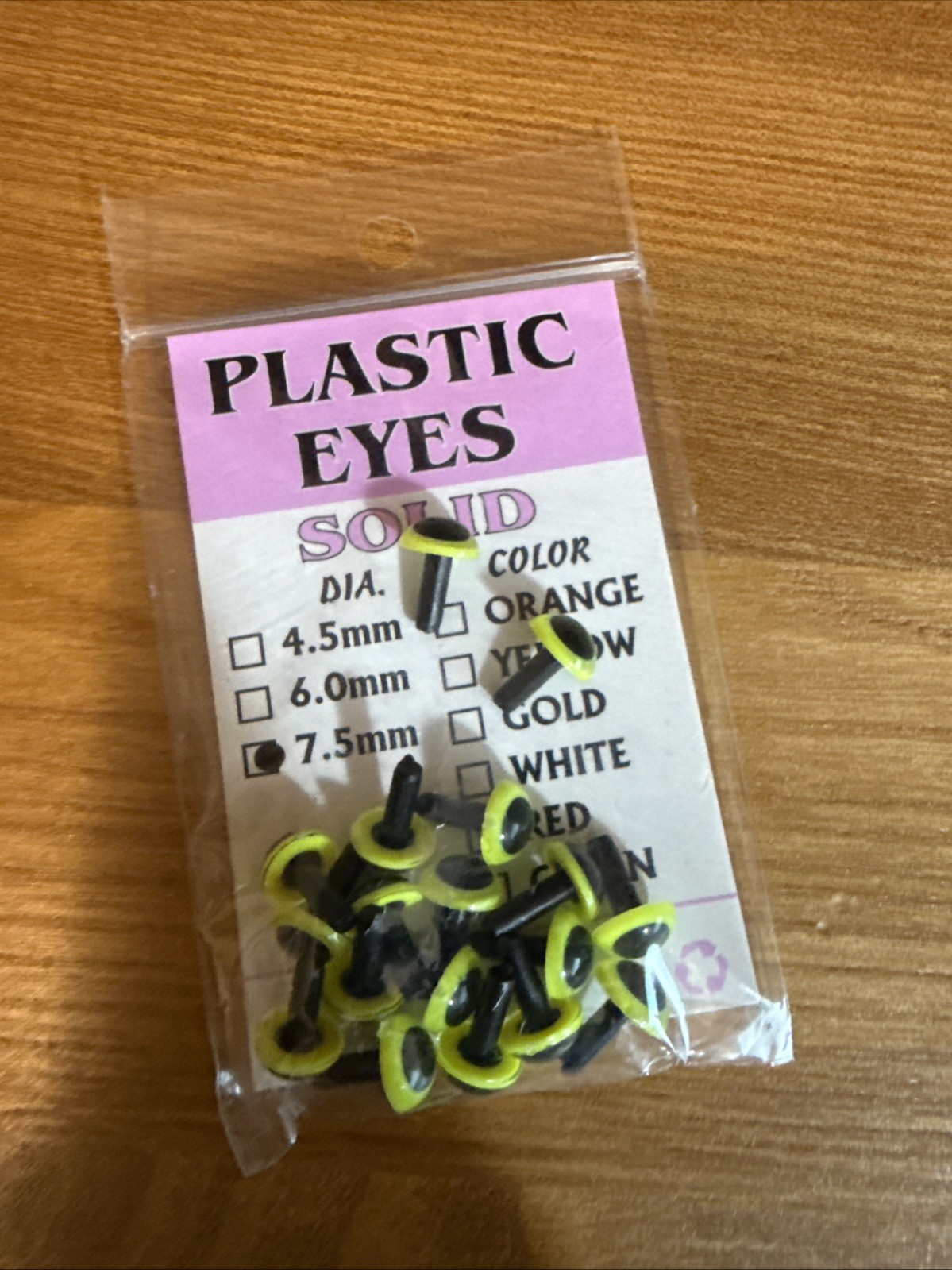 Solid Plastic Eyes 7.5mm Fl Chartreuse / Fly Tying