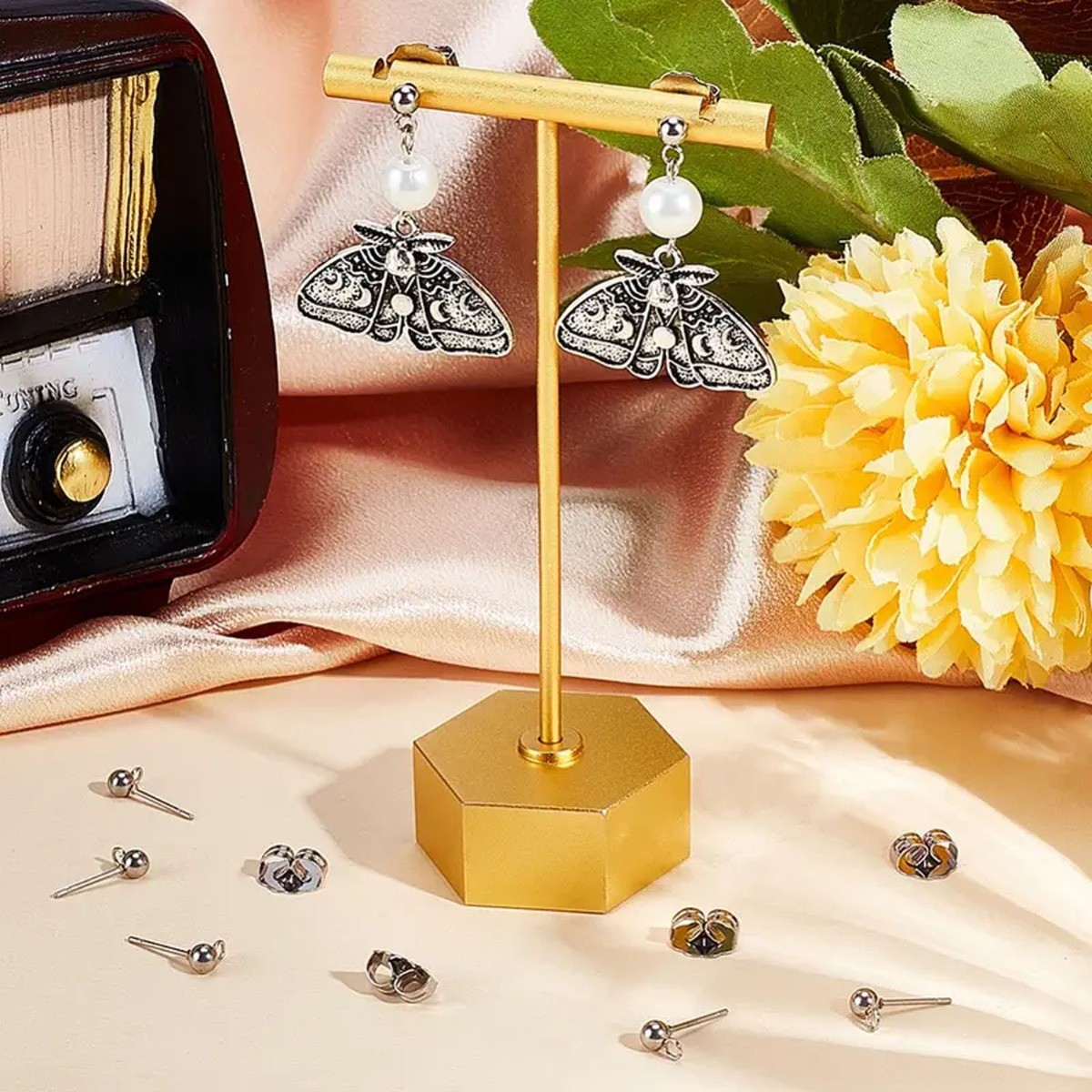 100pcs Stainless Steel Stud Earring Findings With Loop Home Kitchen Durable