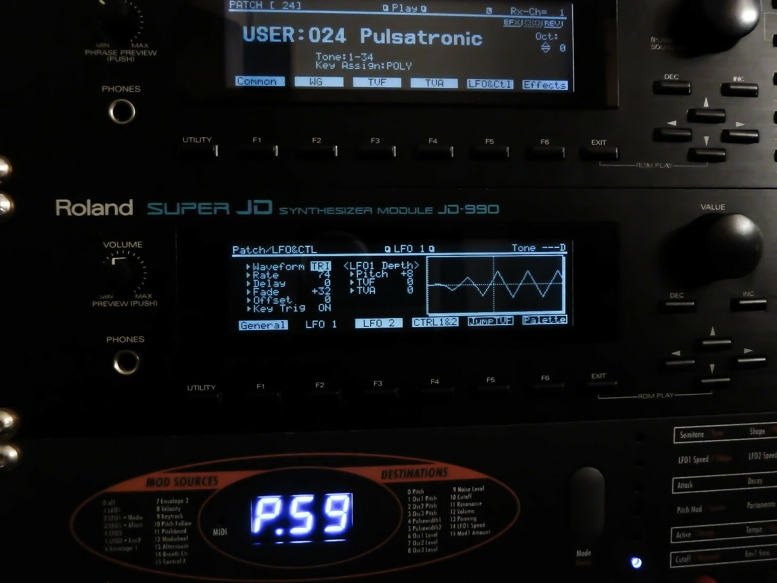 Roland JD-990 Custom LUX (Negative) LED Display !