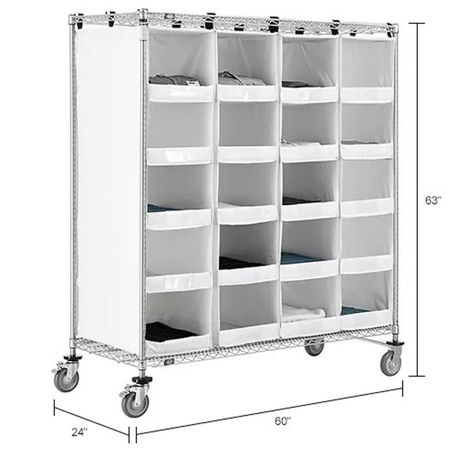 Nexel? Stock Picking Truck, Single Sided, 20 Cells, 60"L x 24"W x 69"H, White