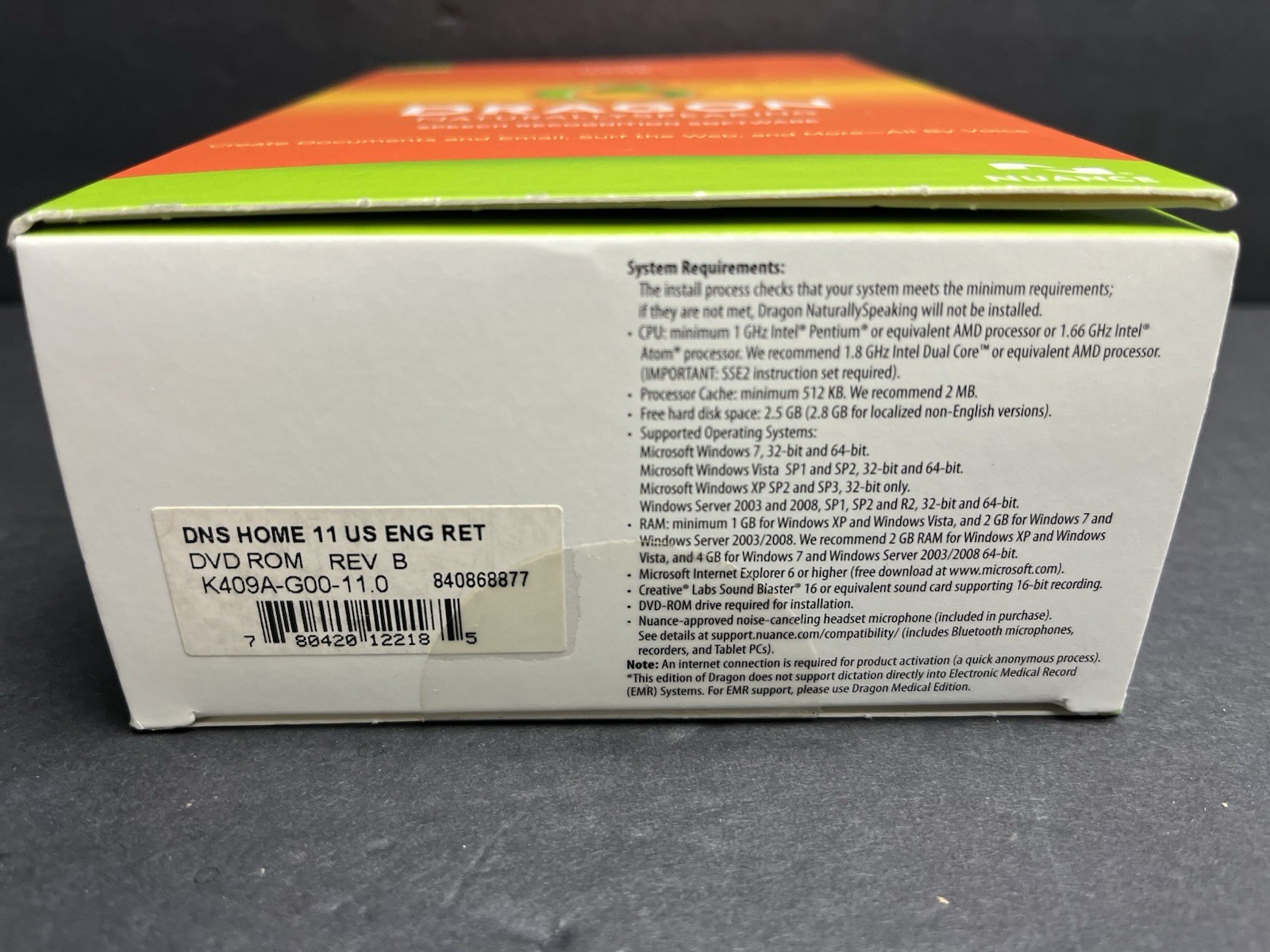 Dragon Naturally Speaking Home Version 11 With Head Set New OPEN BOX