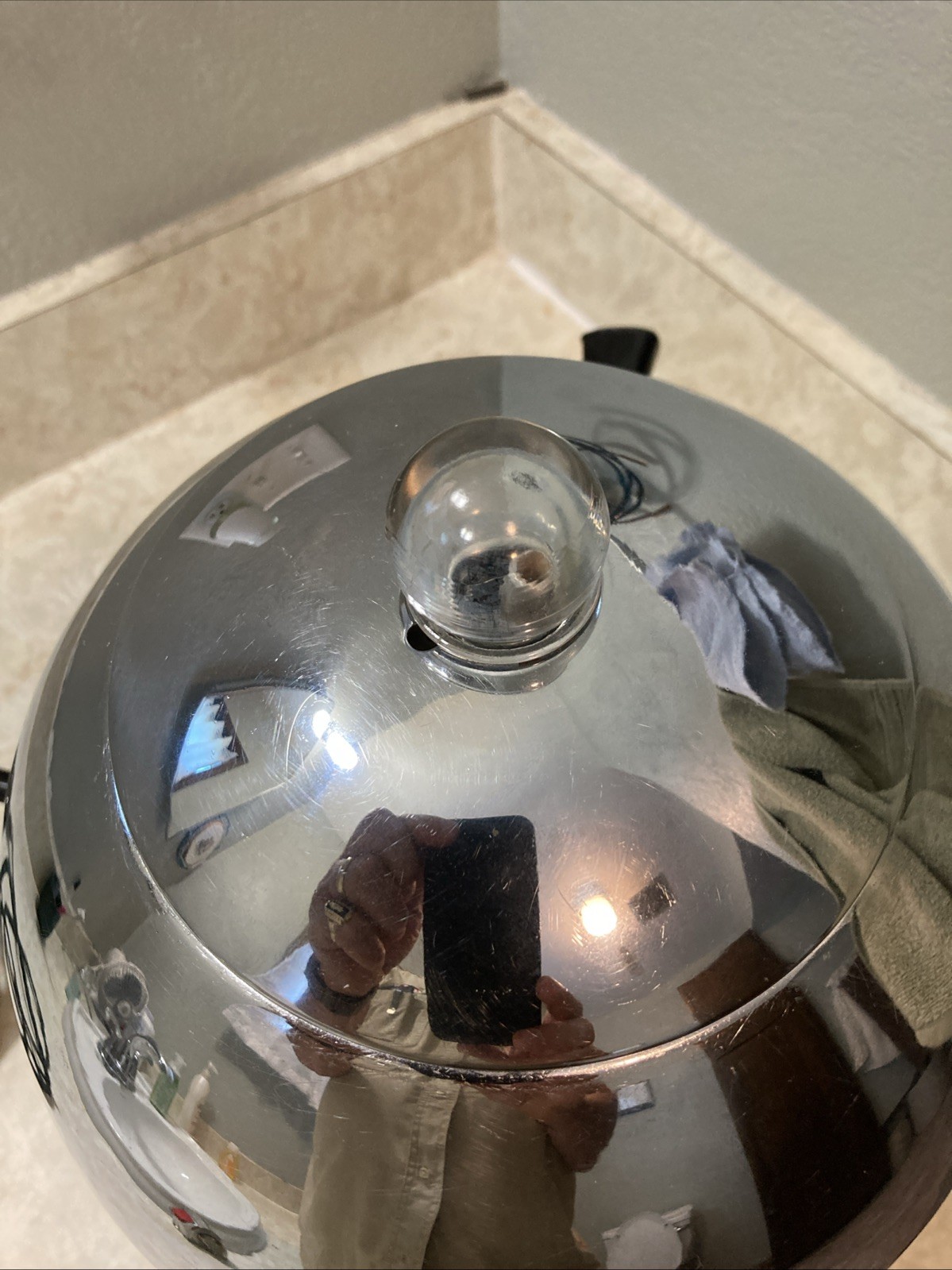 Vtg La Belle Silver Co. Chrome Ball Shape Electric Coffee Pot Urn 1955A Working