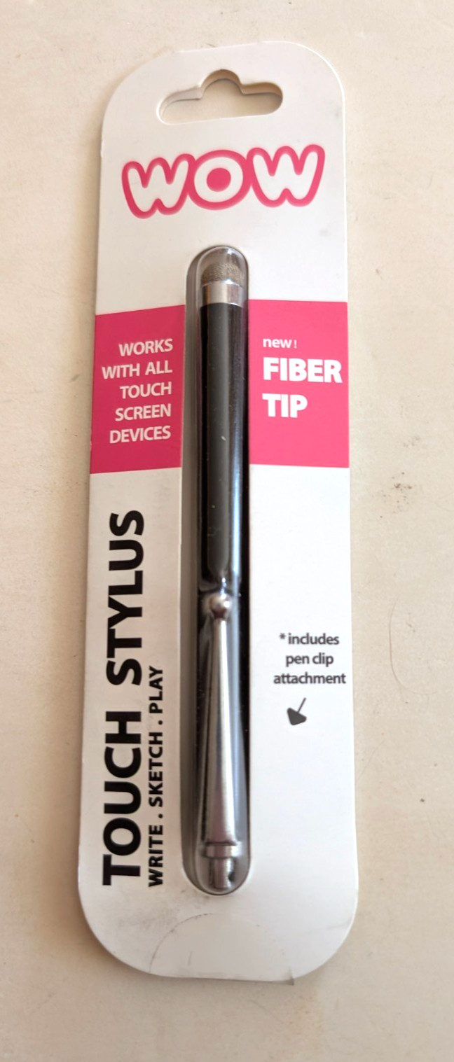 WOW Touch Stylus with Fiber Tip & Pen Clip Attachment