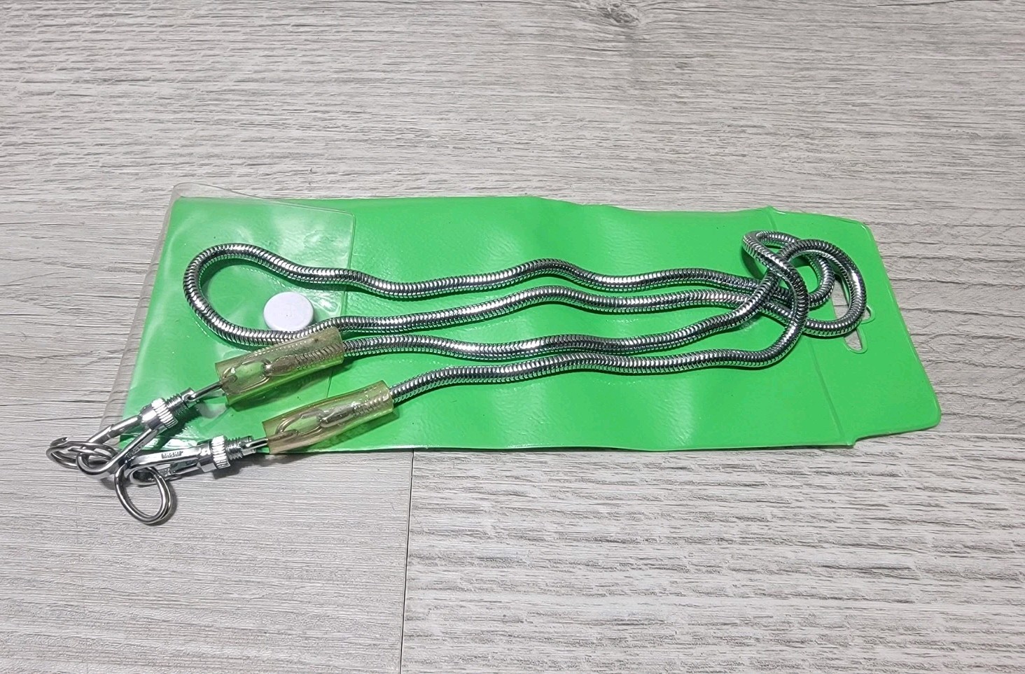VTG 35” SILVER TONE LOCKING SNAKE CHAIN CAMERA NECK STRAP W PACKAGING *NICE