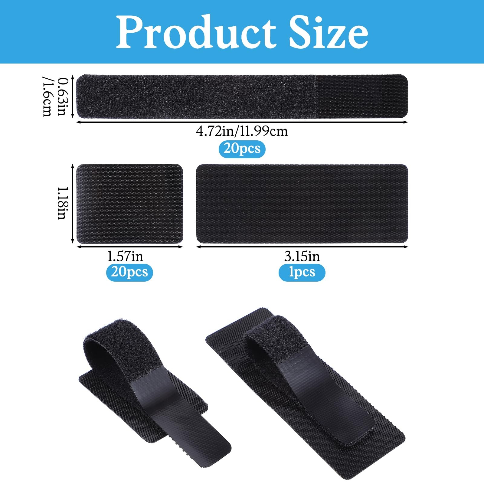 41 Pcs Cable Management Under Desk, Hook and Loop Cable Ties Adhesive Cables ...