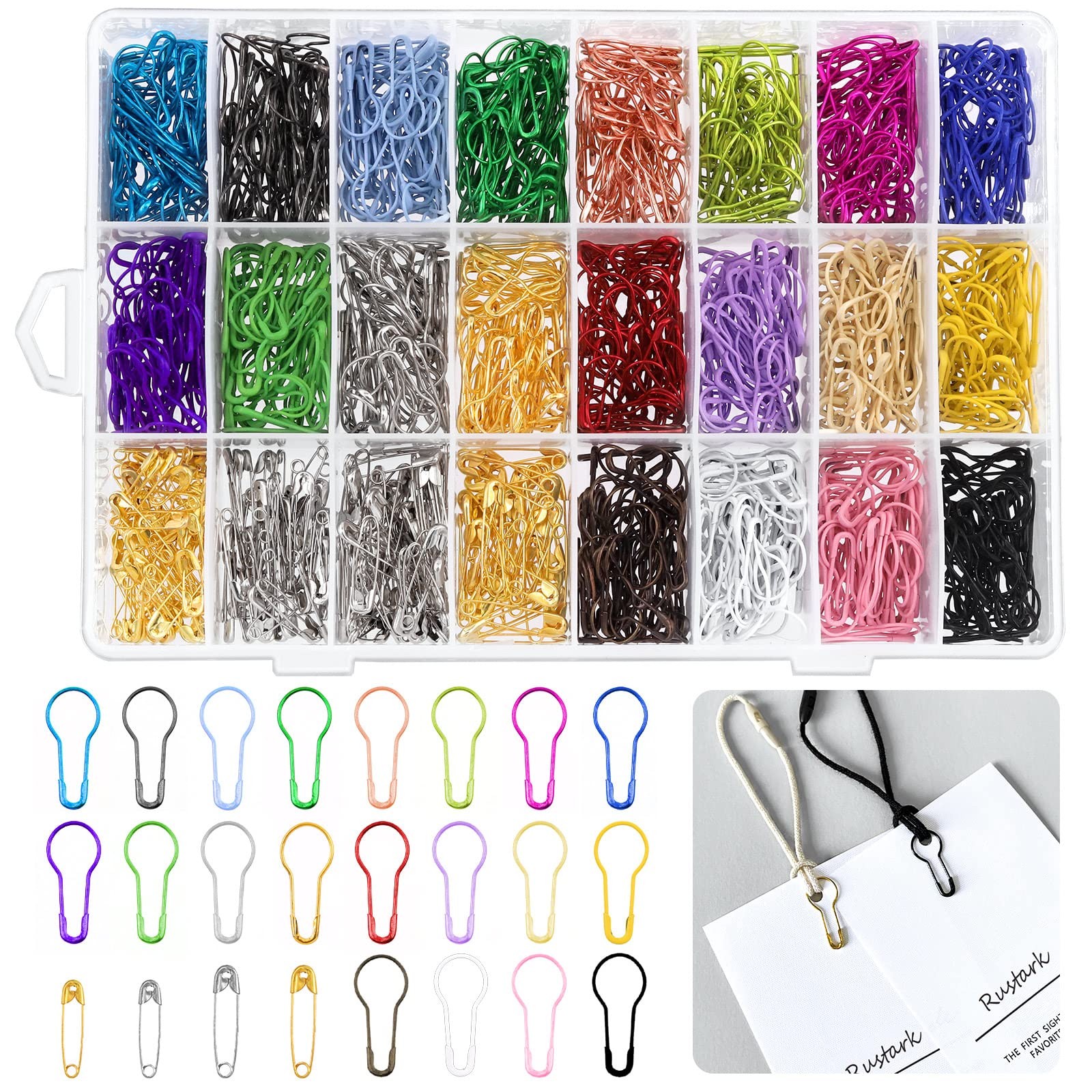 1440Pcs 22 Colors Bulb Safety Pins Gourd Pin Metal Safety Pins Pear Shaped Pi...