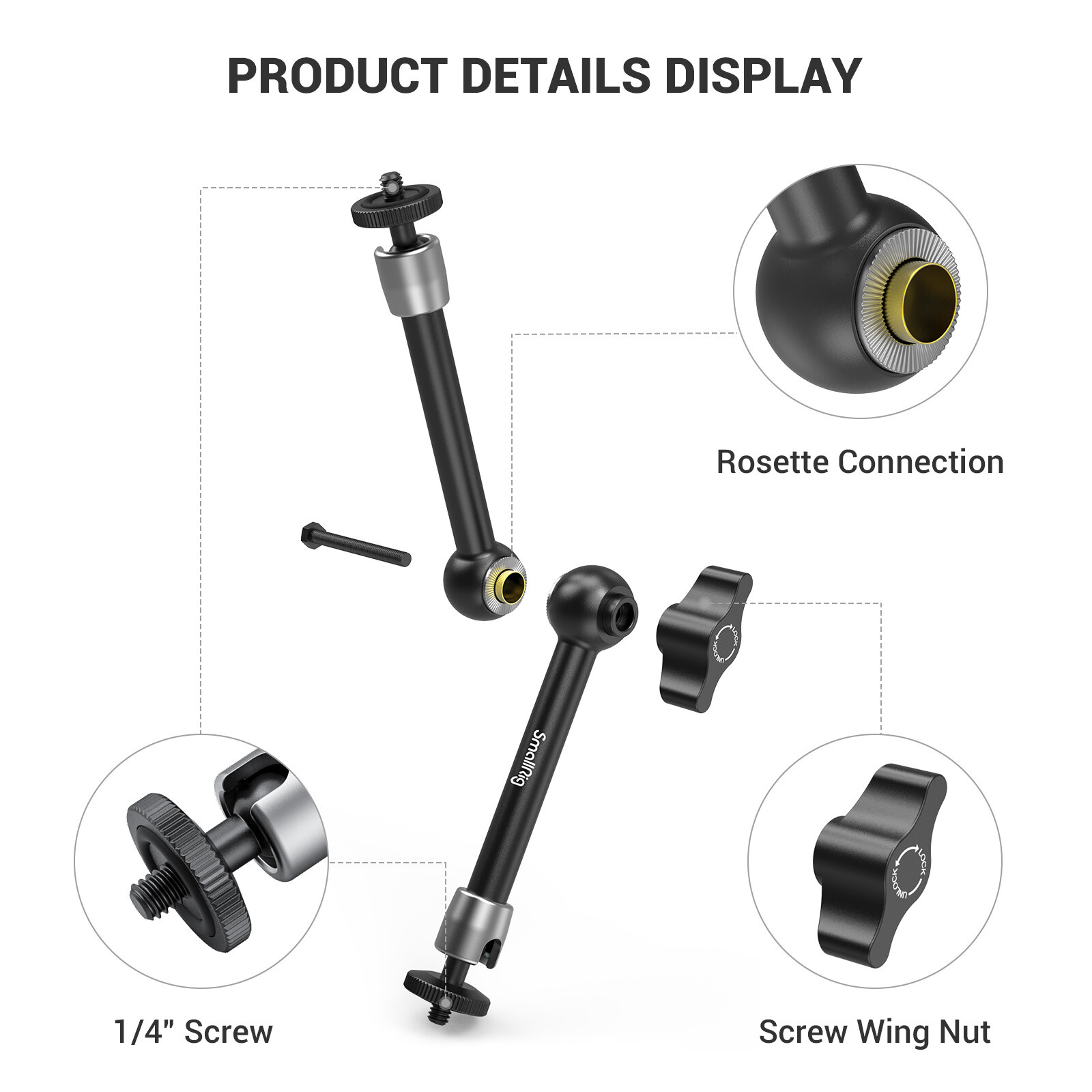 SmallRig Adjustable Articulating Magic Arm Ball Head Camera Mount for LCD Lights