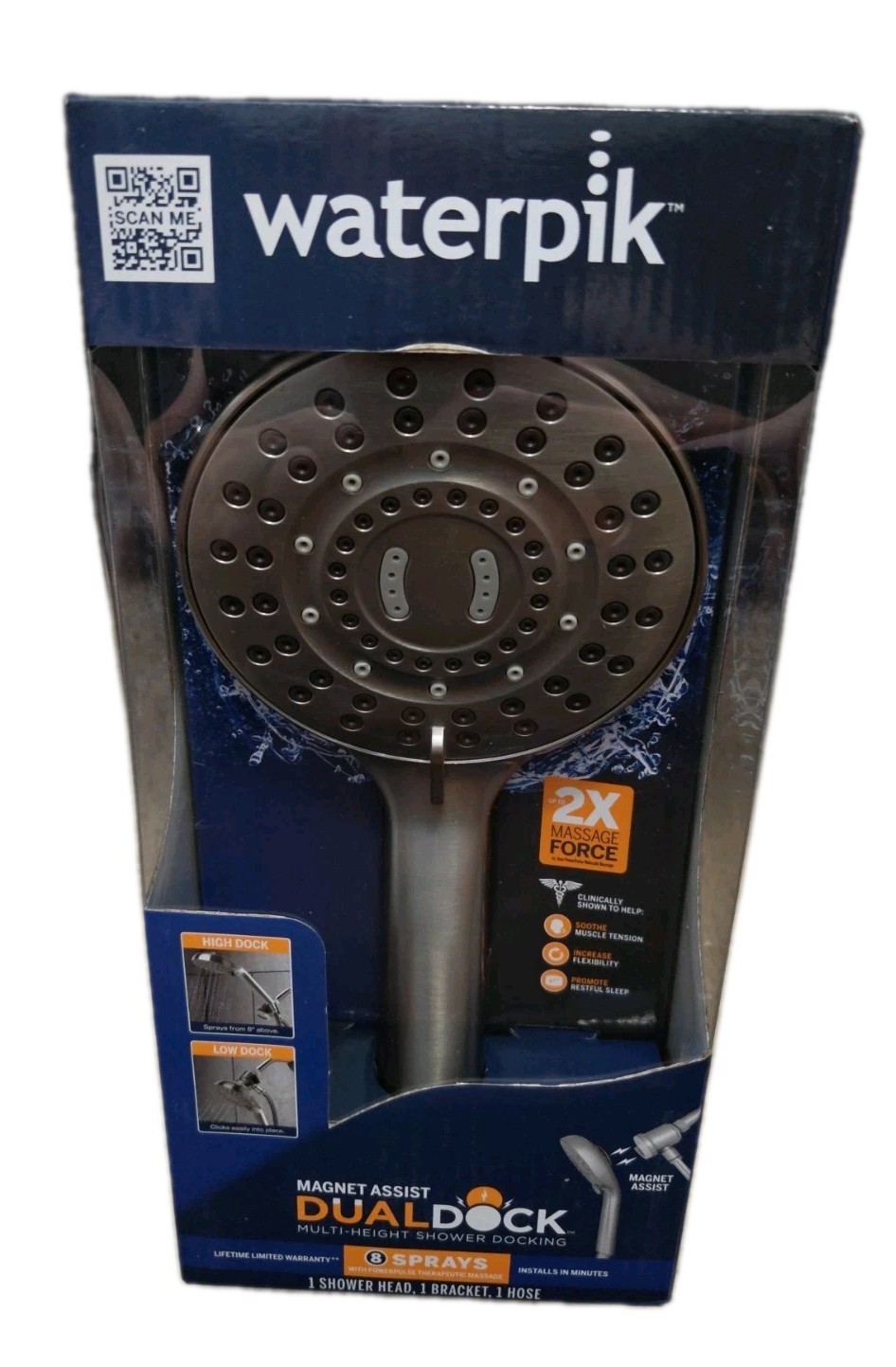 Waterpik Magnet Assist DualDock 8-Spray Handheld Shower Head - New In Box (NIB)
