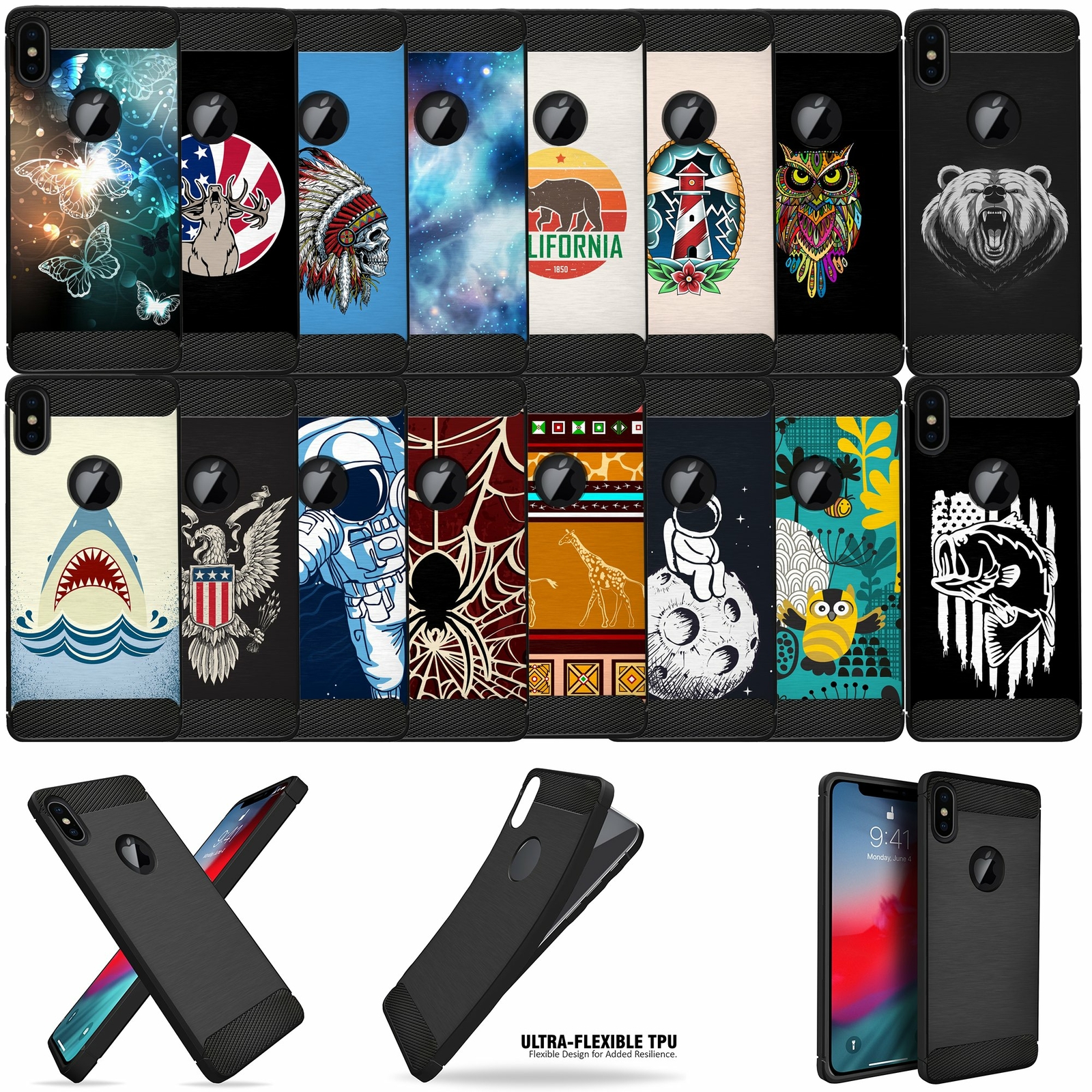For [iPhone Xs Max (2018)] Armor Cover with Carbon Fiber Texture Flexible Case