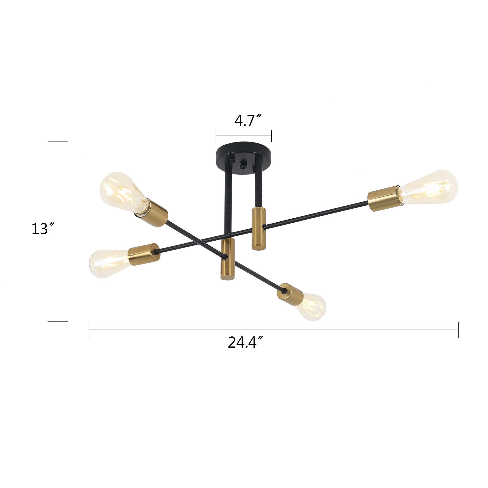 Modern Sputnik Chandelier Ceiling Fixture Gold Pendant Lamp Living Room Lights
