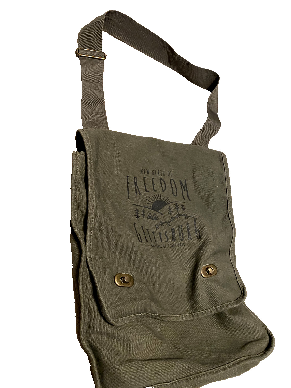 Canvas Crossbody Messenger Bag New Birth OF Freedom Gettysburg Park Green