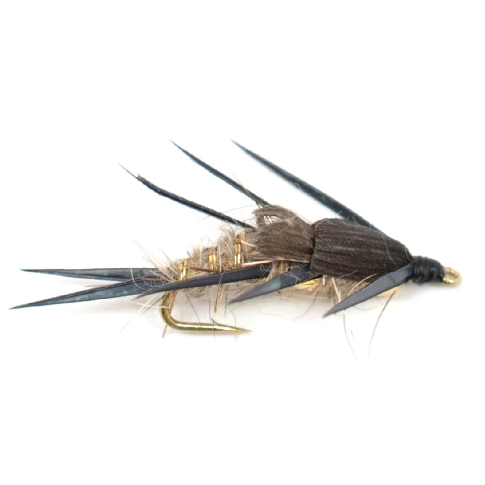 Double Bead Gold Ribbed Hare's Ear Nymph Fly - 6 Flies Hook Size 8