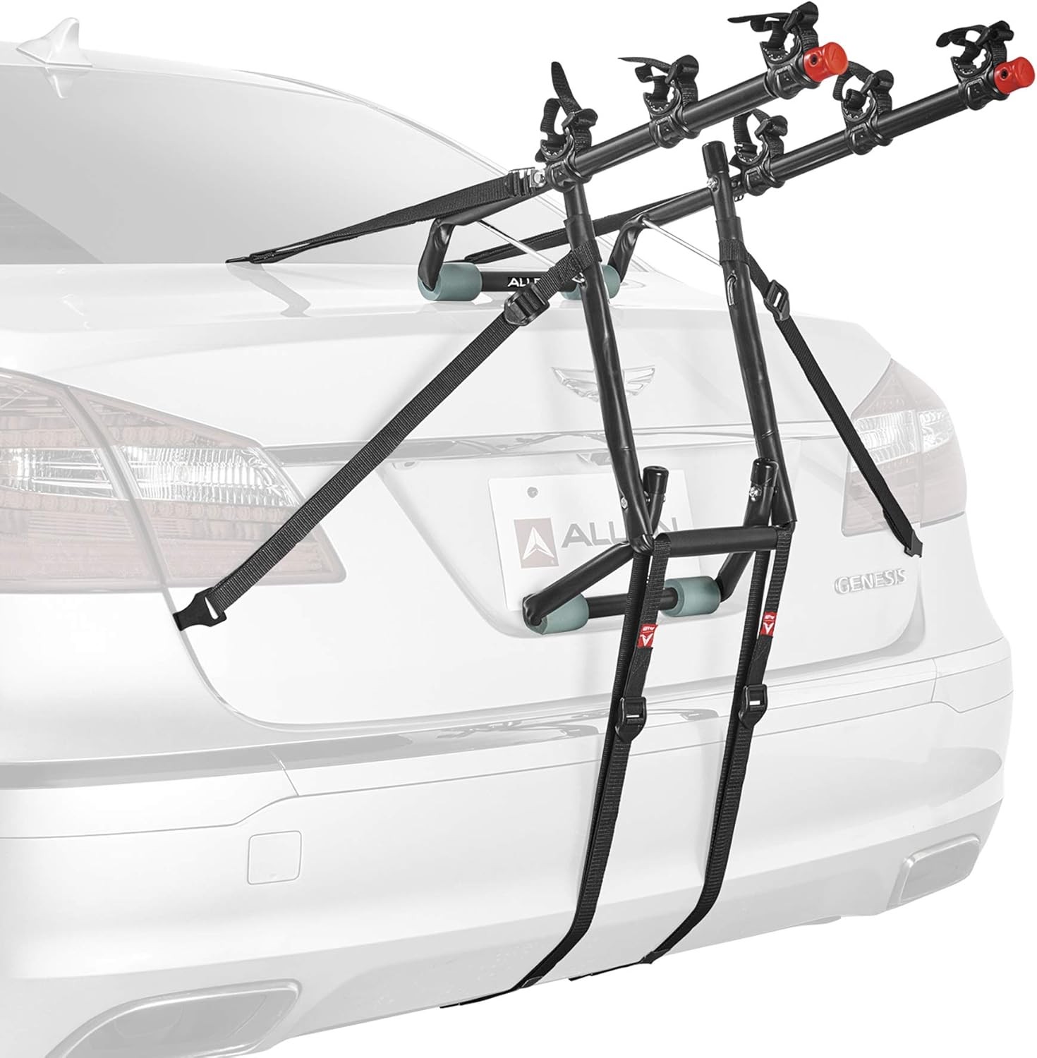 Allen Sports Deluxe Trunk Mount 3-Bike Carrier, Model 3-Bike, Red/ Black